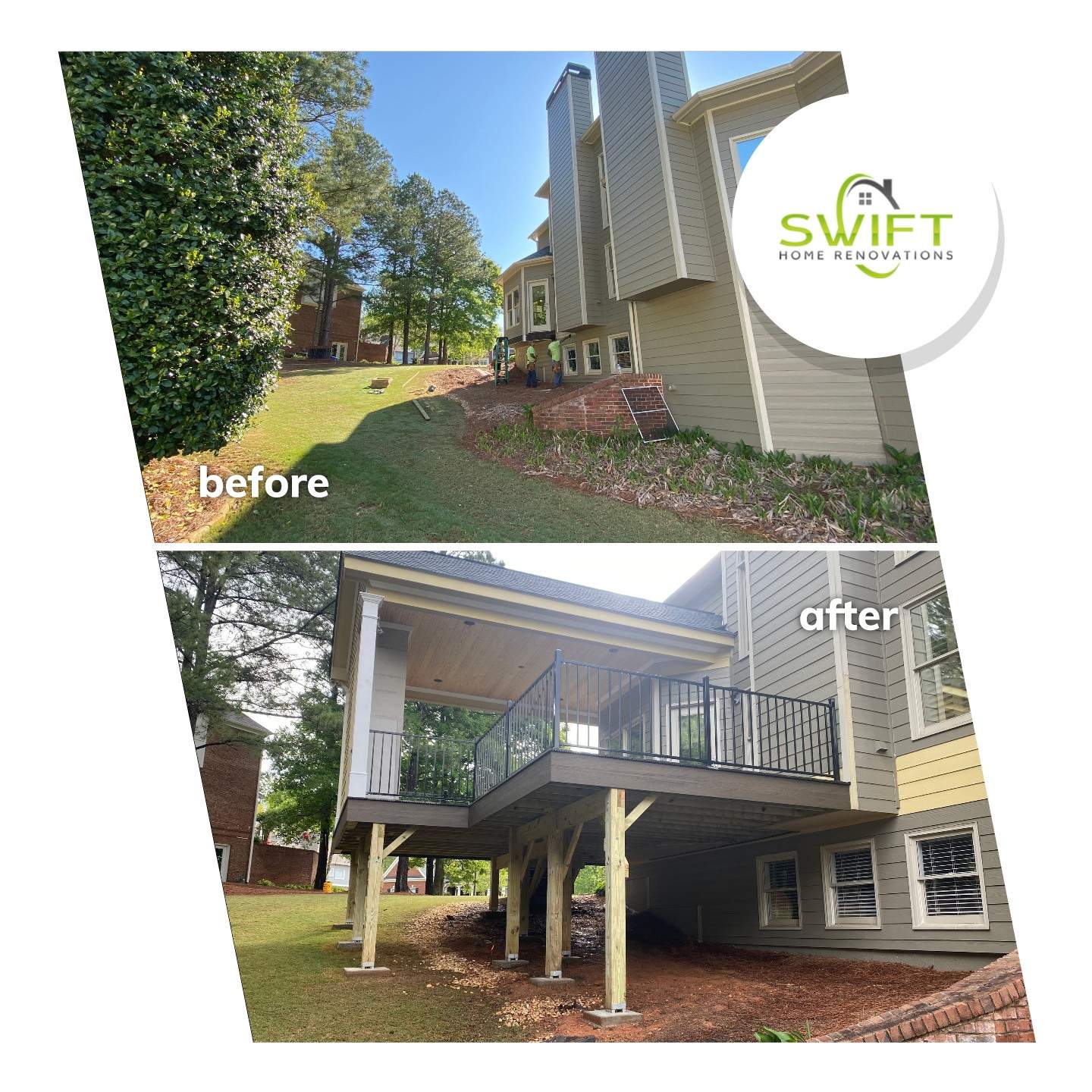 Covered Porch and Composite Deck Addition in Woodstock by Swift Home Renovations