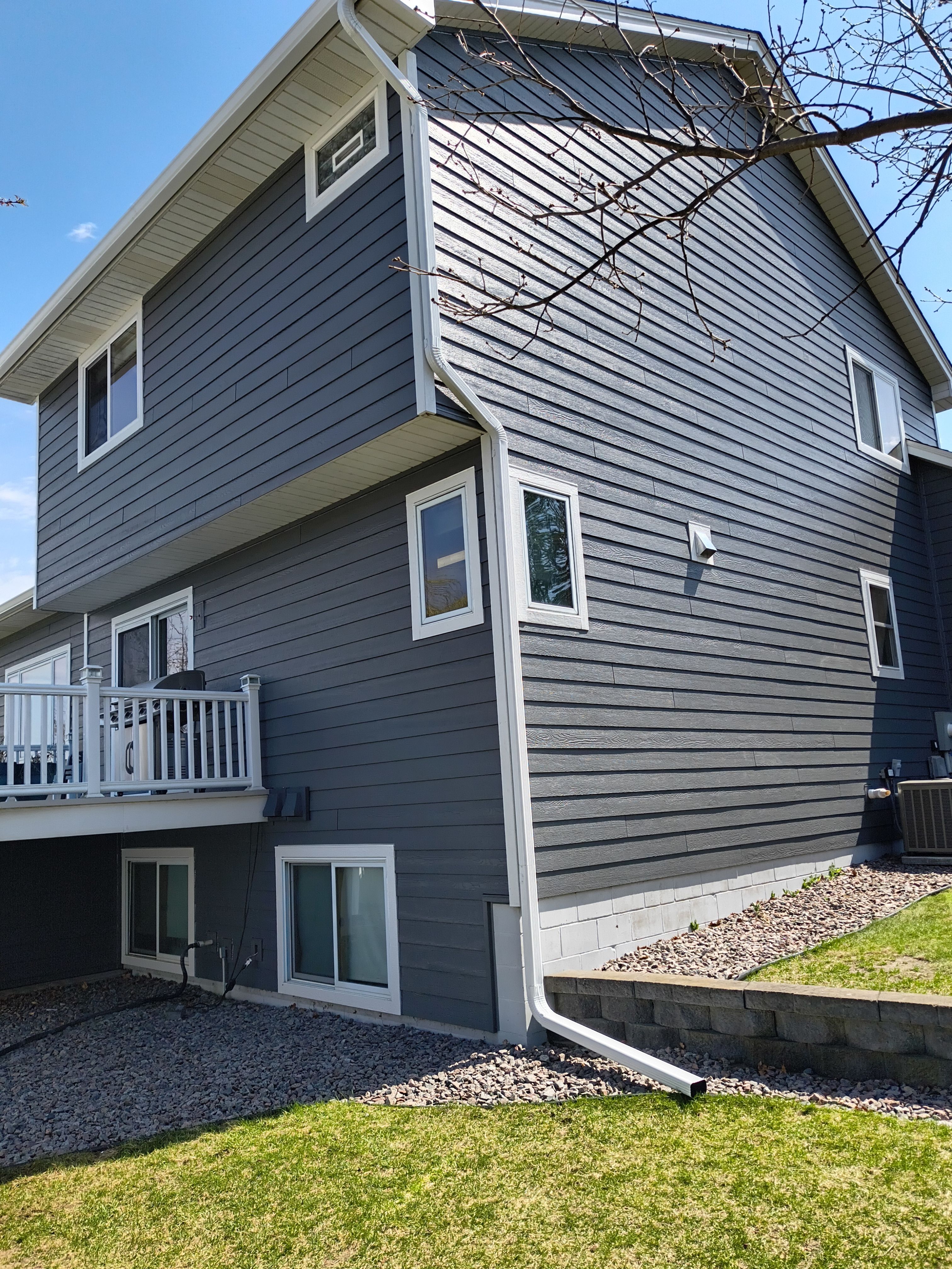 6” White Gutters & LeafBlaster Pro on 3-Story Home in St. Michael MN | by Next Level Seamless Gutters / Exteriors Inc.