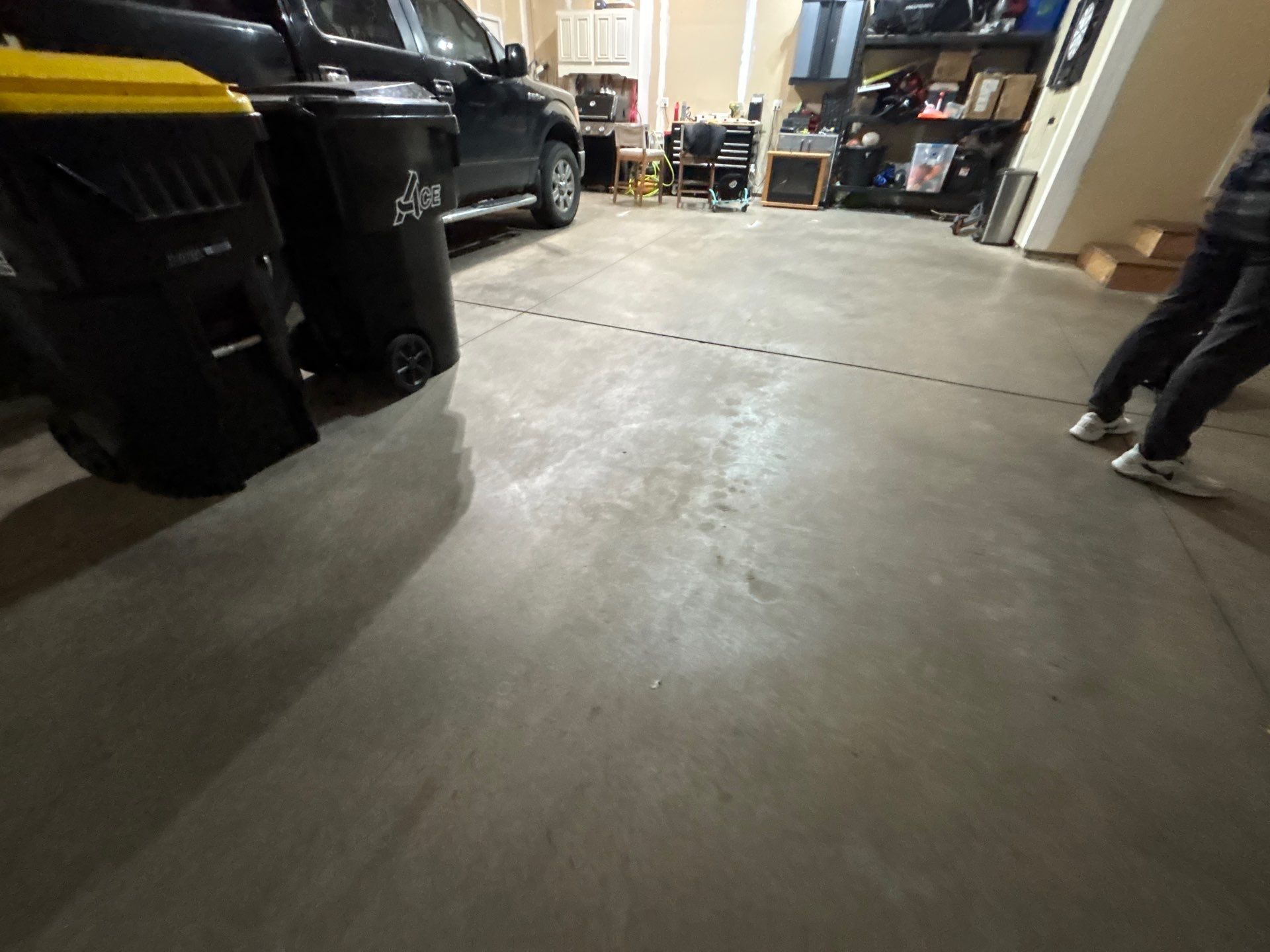 Full Garage Floor Resurfacing and Decorative Epoxy Flake Finish by Select Painting, Coatings & Garage Cabinets