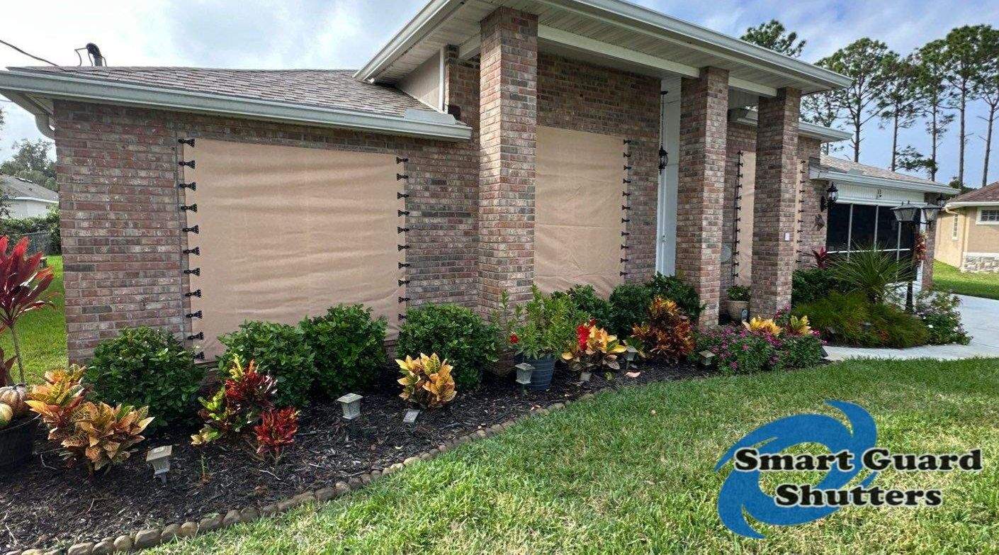 Hurricane Fabric in Tan by Smart Guard Shutters