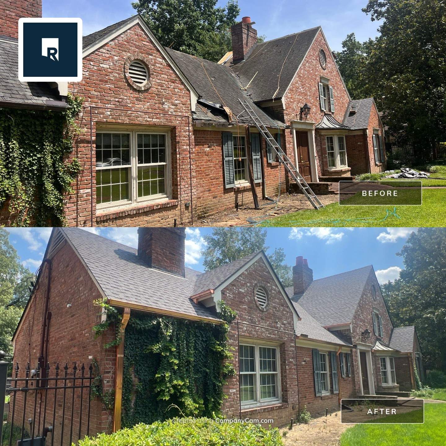 Full Roof Replacement with gutter upgrade after tree impact damage in East Memphis by Revival Roofing Services