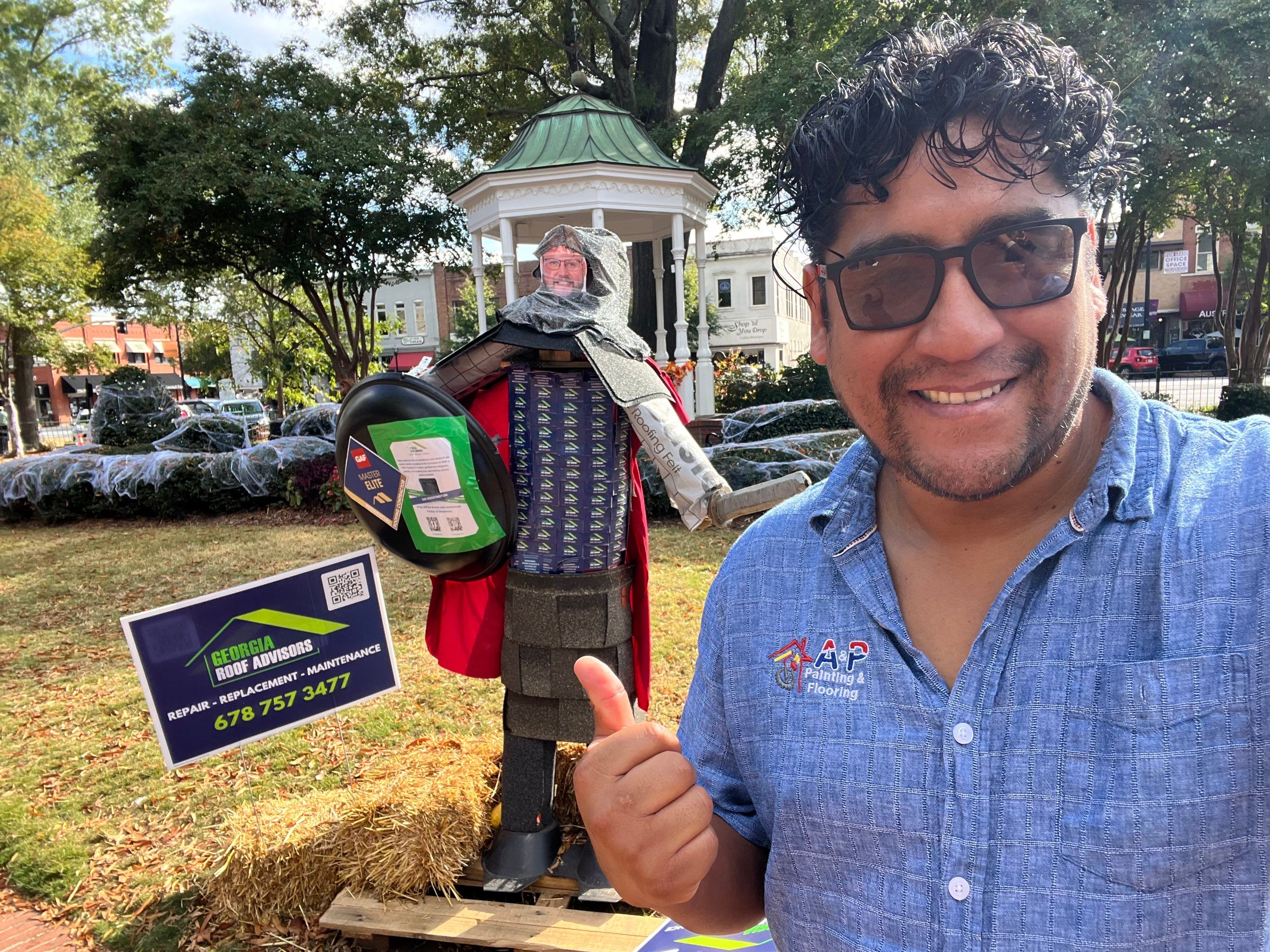 Annual Roofing Material Squarecrow Builds in Marietta Square by Georgia Roof Advisors