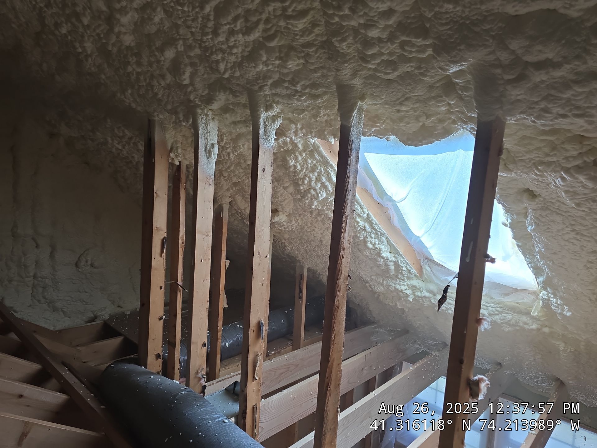 Attic Insulation using open cell spray foam by NYS Foam & Energy