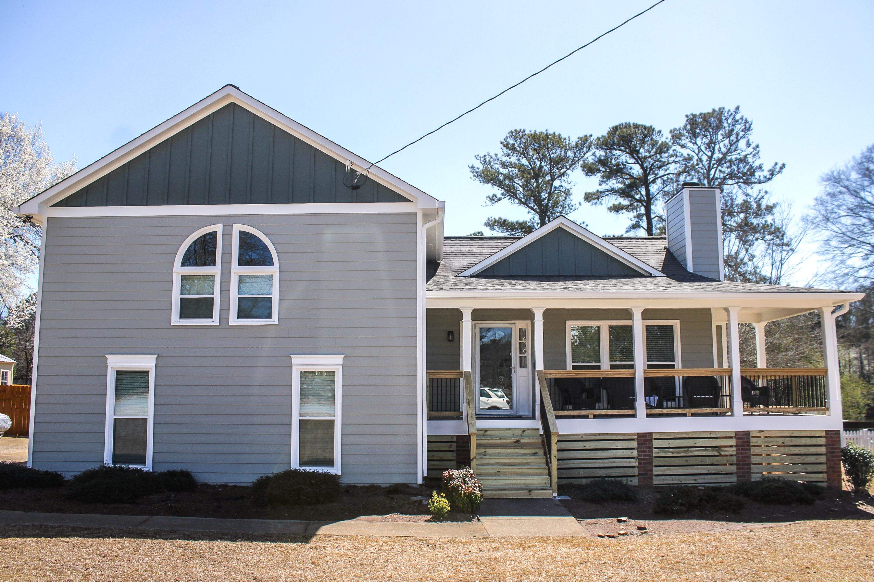 Acworth, GA James Hardie Board and Batten Siding Installation, Porch Renovation, Exterior Painting, and Window Replacement by Nelson Exteriors