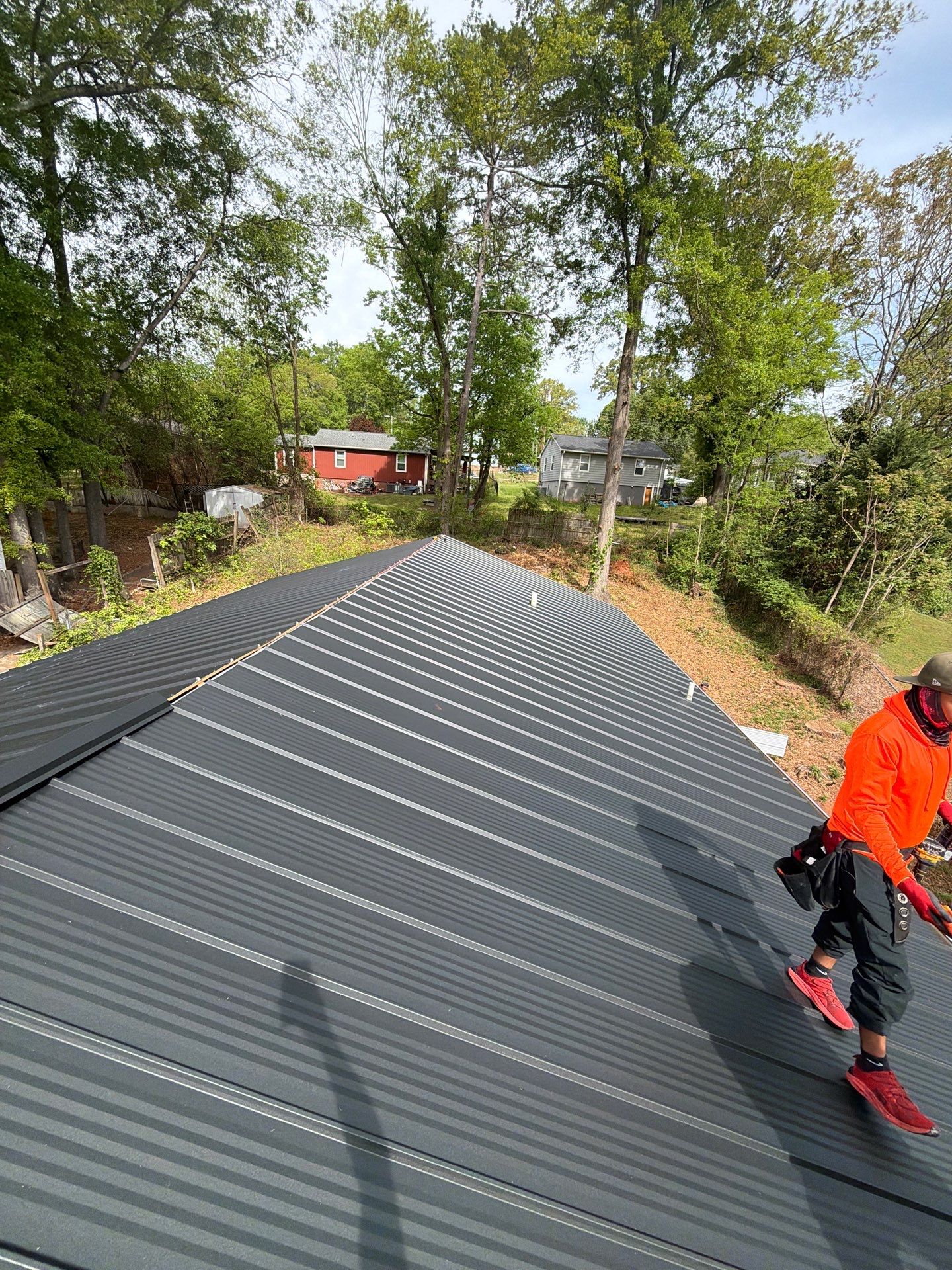 29-Gauge Apex Metal Roof Installation in Greenville, SC | High Definition Matte Black by Roofers LLC