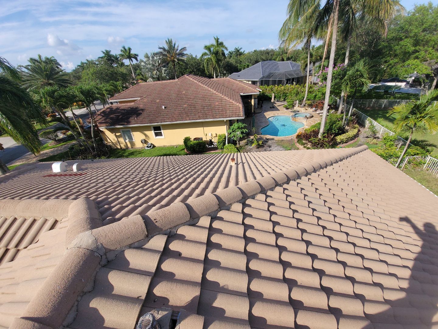 Concrete Tile Roof Leak Repair and Wood Decking Replacement in Parkland by Aastro Roofing