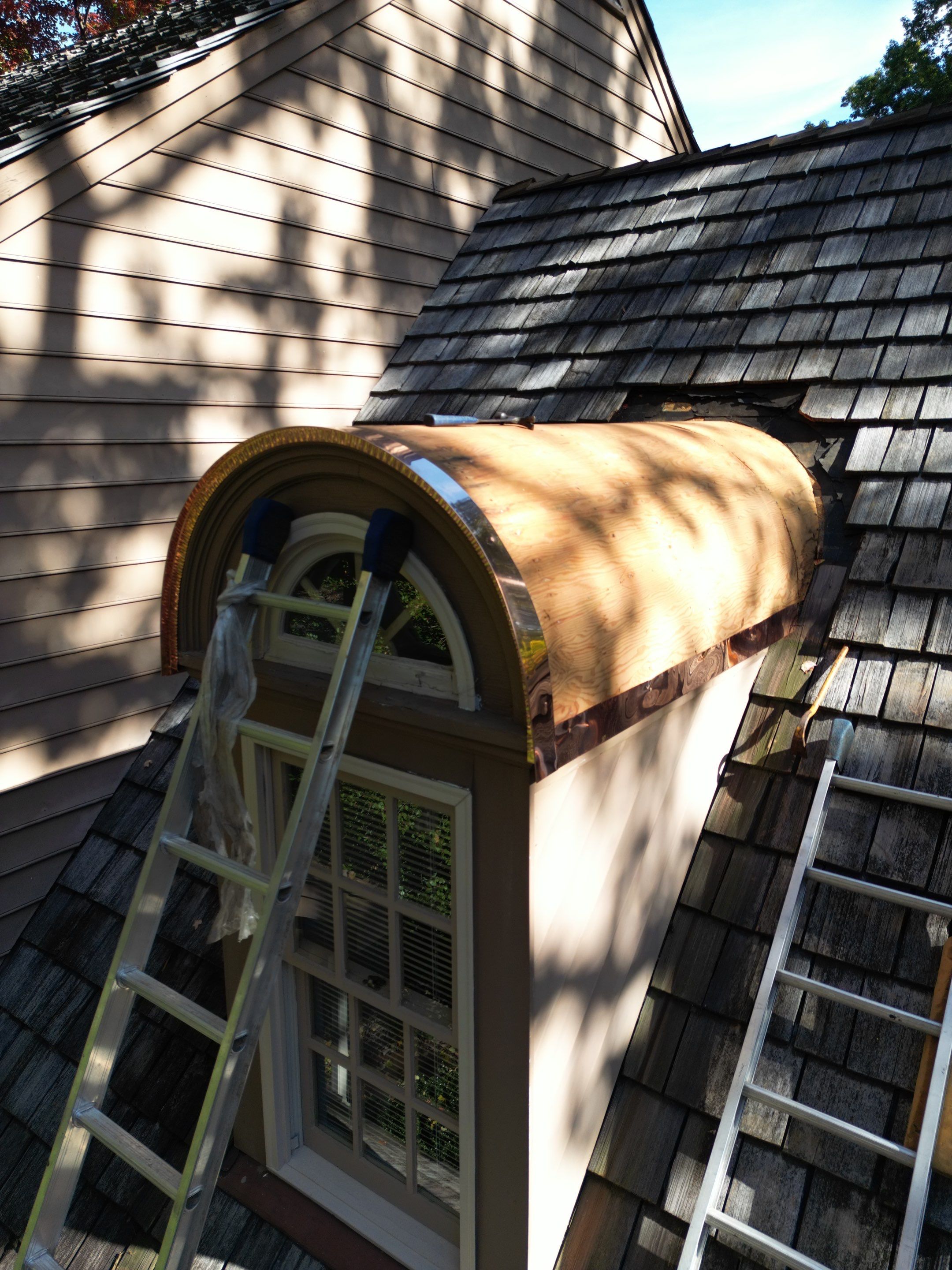 Copper Bay Window - New copper rounded dormer and copper bay window  by Pro Performance Roofing
