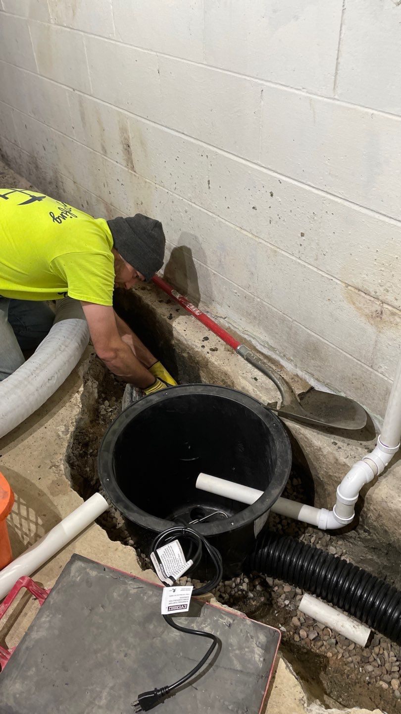 Drain tile & a sump pump for Ruth by Waterproofing Northeast