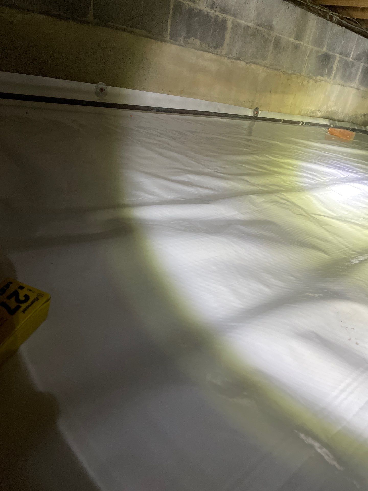 Basement Exterior Walls using Crawl Space Liner by NYS Foam & Energy