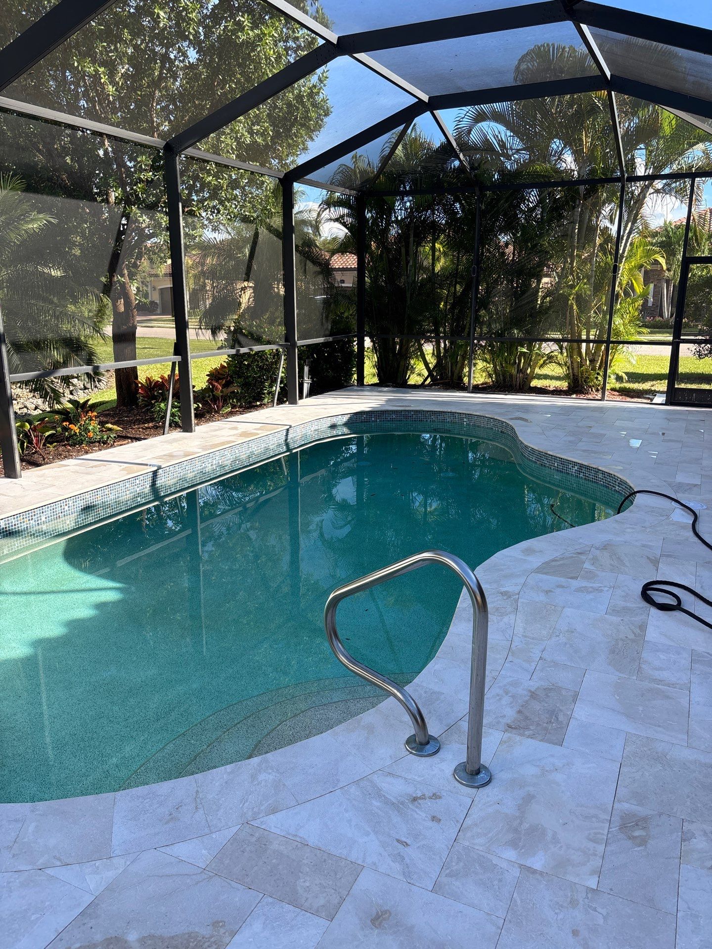 Textured Marble Pool Deck - Bonita National Golf & Country Club by Old Town Pavers Llc