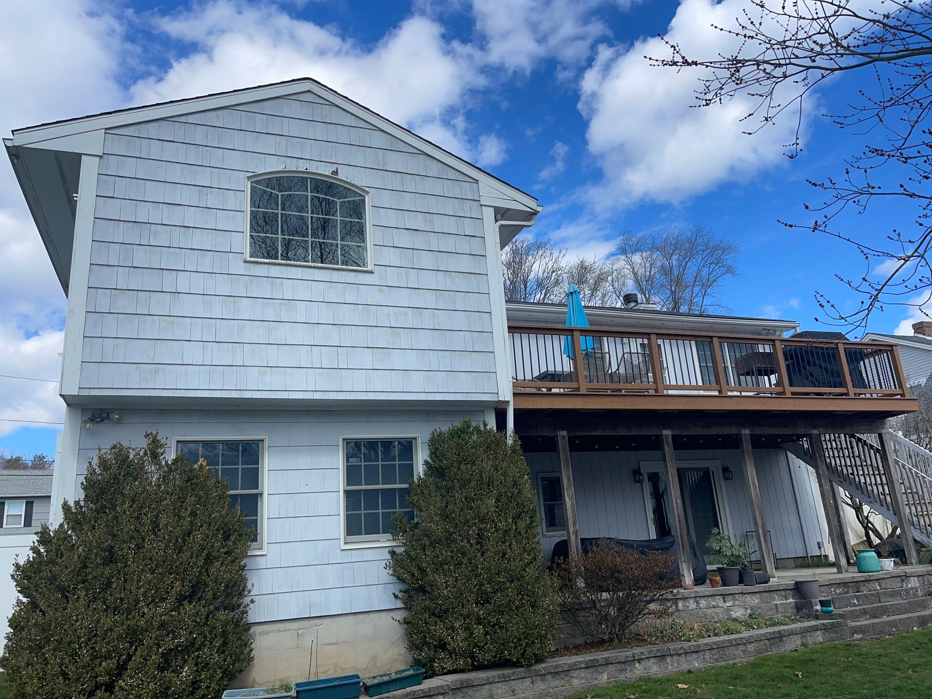 Siding Installation using Certainteed Cedar Impressions Straight Edge Perfection Shingles - D7 - Pacific Blue by A Plus Exterior