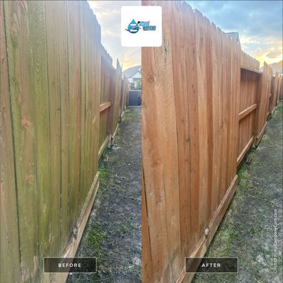 Wood Privacy Fence Cleaning and Restoration in Richmond