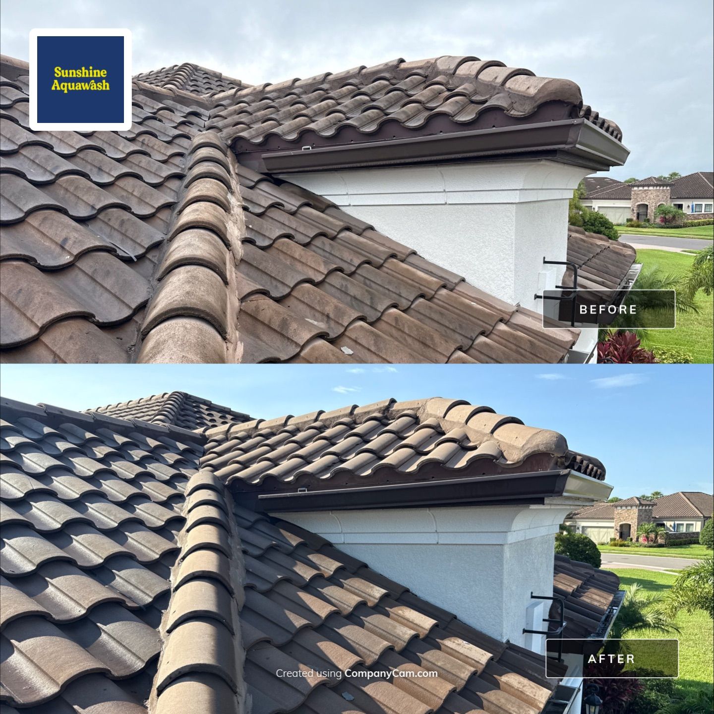 Concrete Tile Roof, Paver Driveway & Lanai Cleaning – Artisan Lakes Esplanade, Palmetto, FL by Sunshine AquaWash