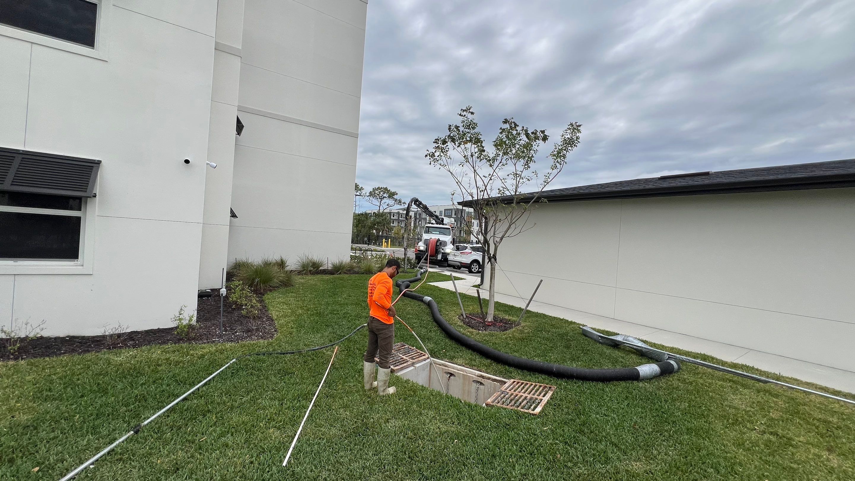 New Construction Apartment Complex Catch Basin Cleaning by APS Power & Water