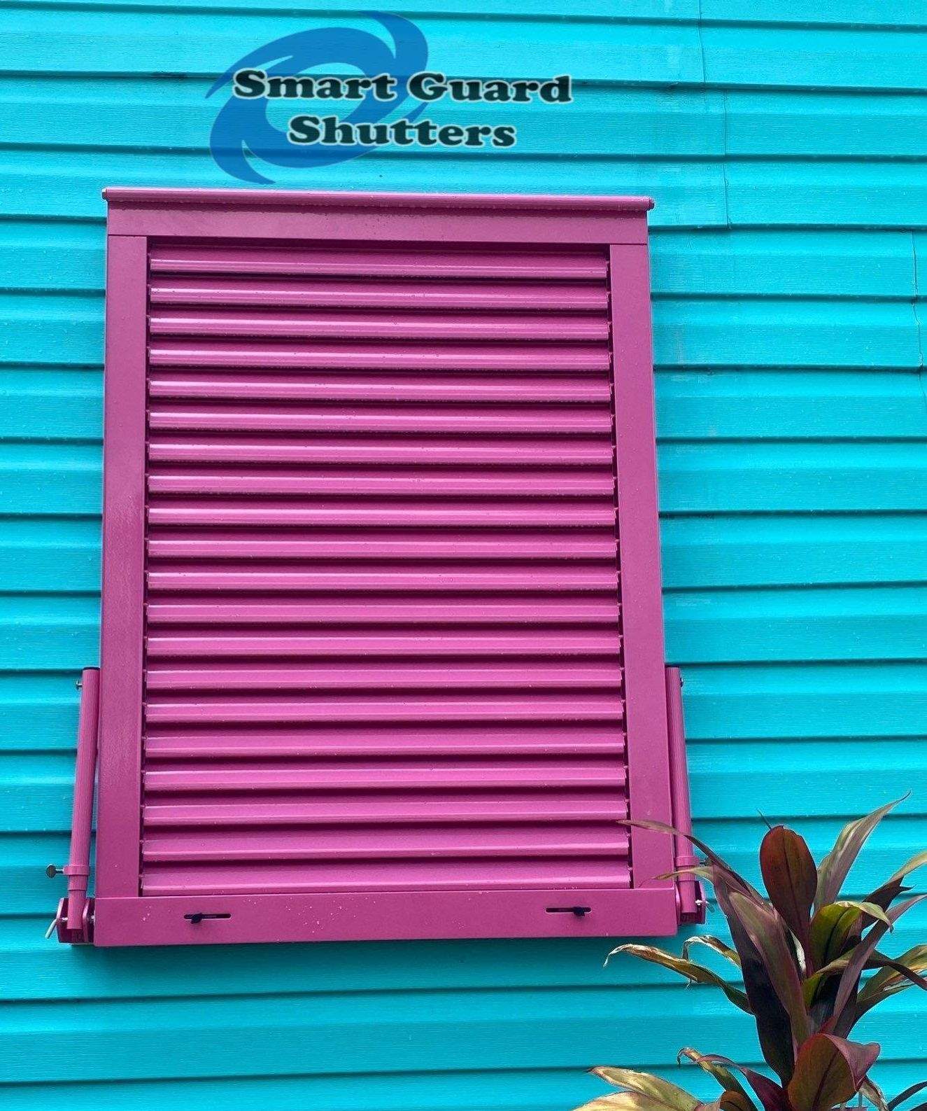 Impact Bahama Shutters in Heather Violet by Smart Guard Shutters