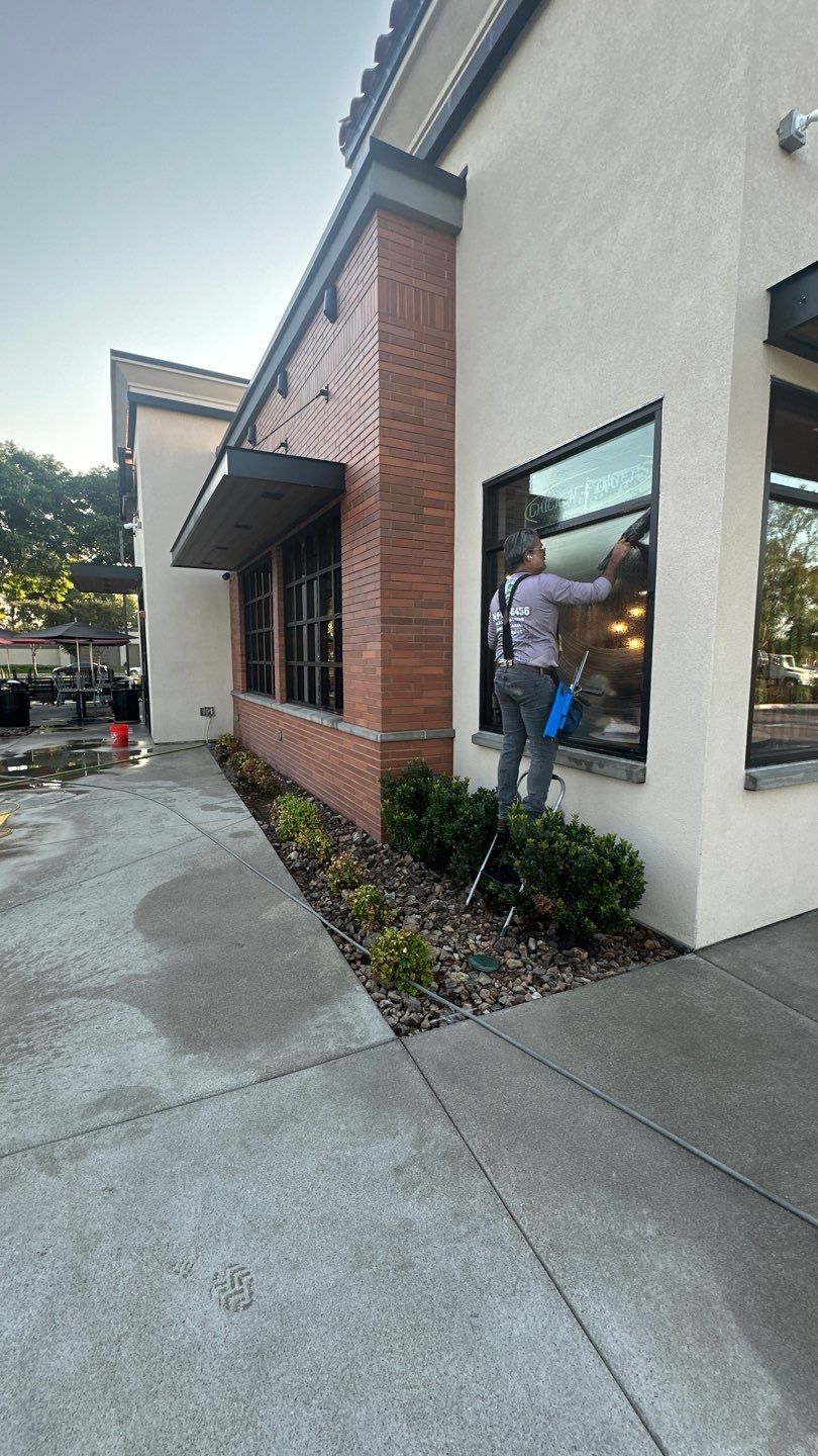 Restaurant wash to get rid of cobwebs by Property Cleaning Experts, LLC