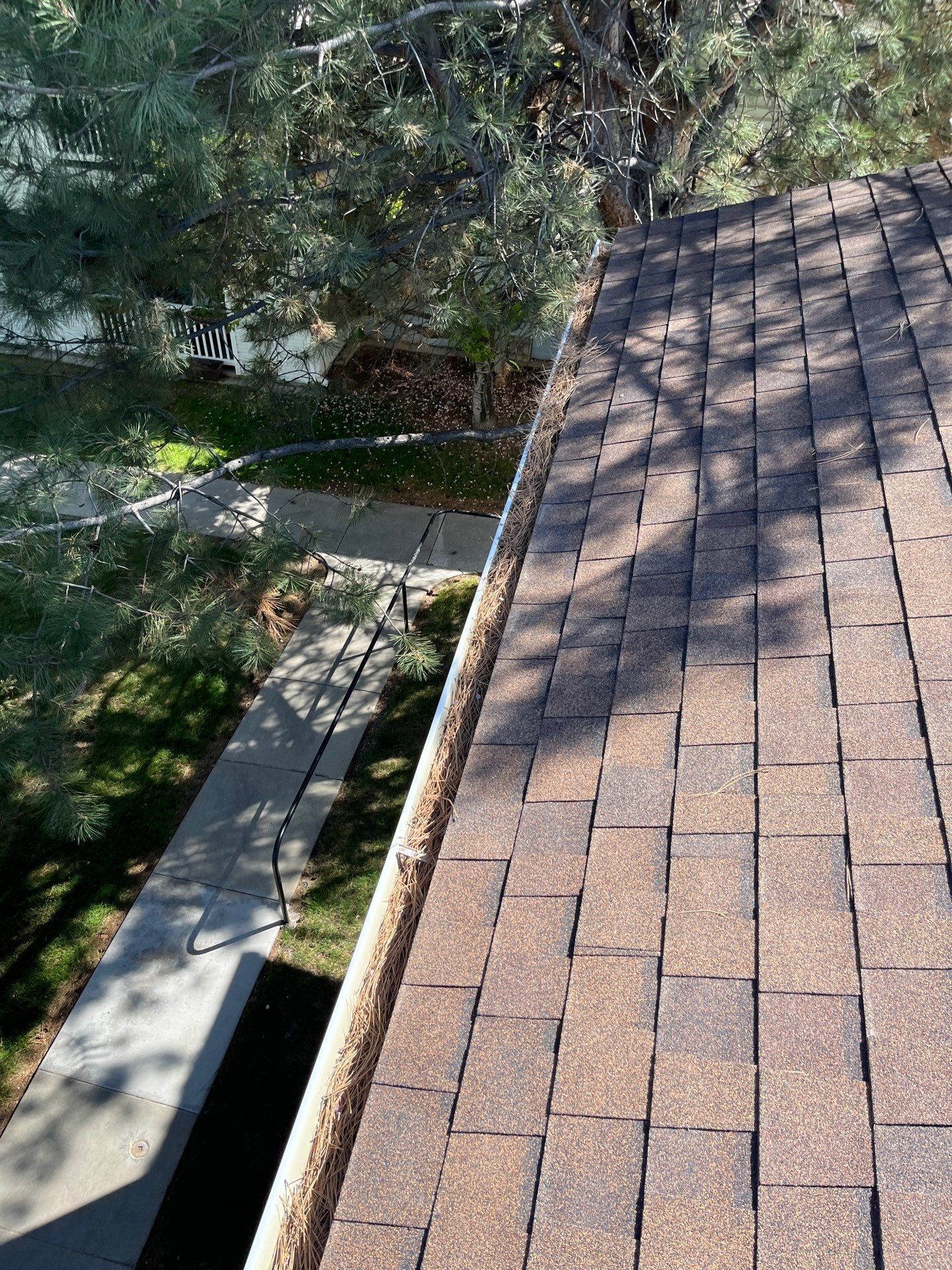 Commercial gutter cleaning Salt Lake City before photo with filled gutters