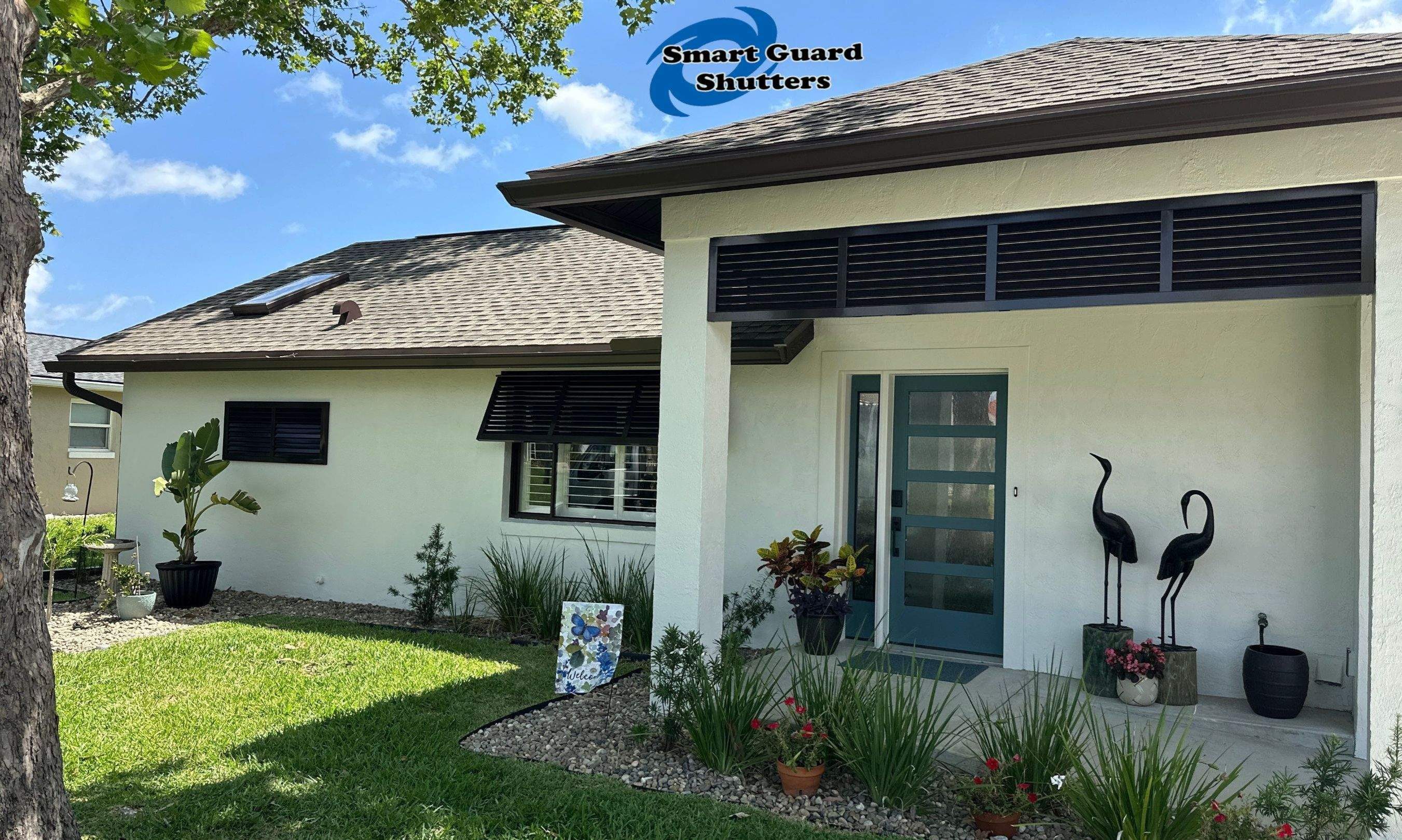 Decorative Bahamas & Colonial Shutters in Grey Brown by Smart Guard Shutters