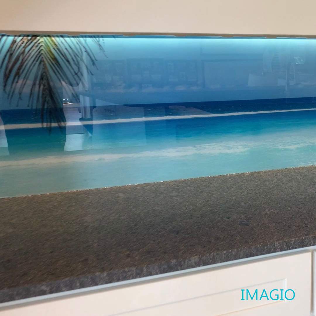 Kitchen Remodel using Maui Beach IMAGIO Solid Glass Backsplash by IMAGIO
