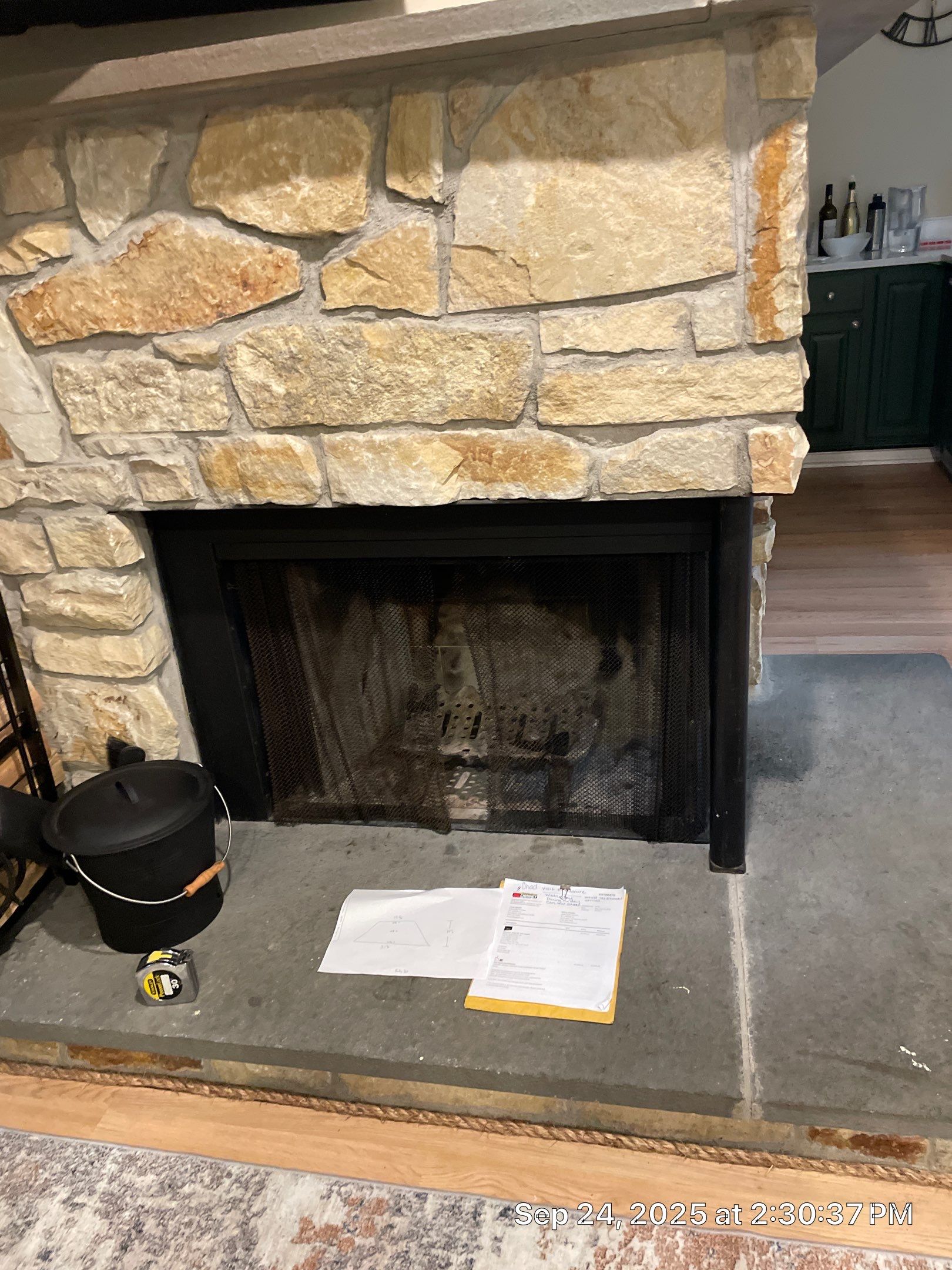 Gas Insert in corner fireplace by Neighborhood Chimney Services 