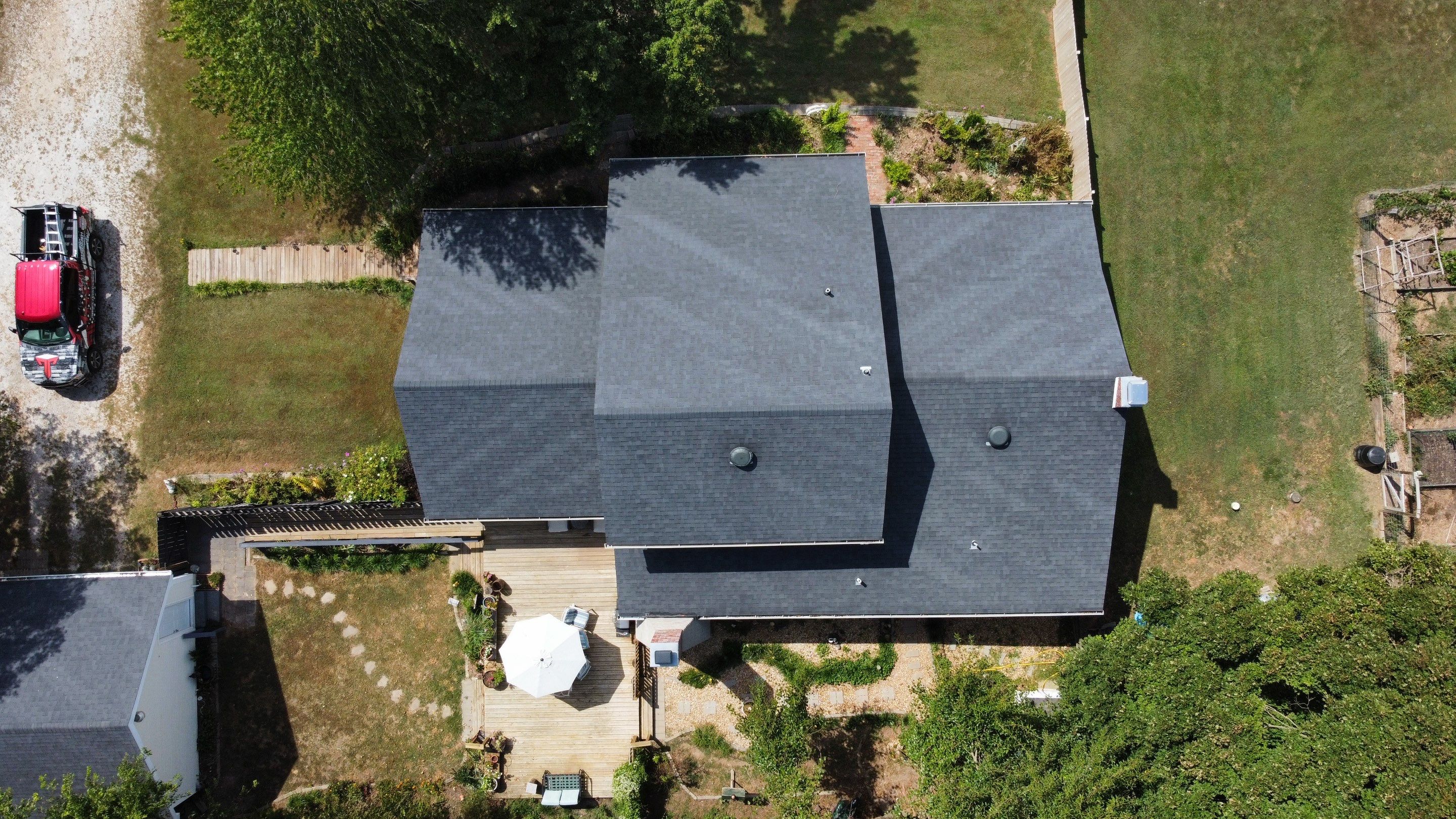 Residential Multi Structure Roof + Gutters & Downspouts Install  by Titan Commercial & Residential Roofing 