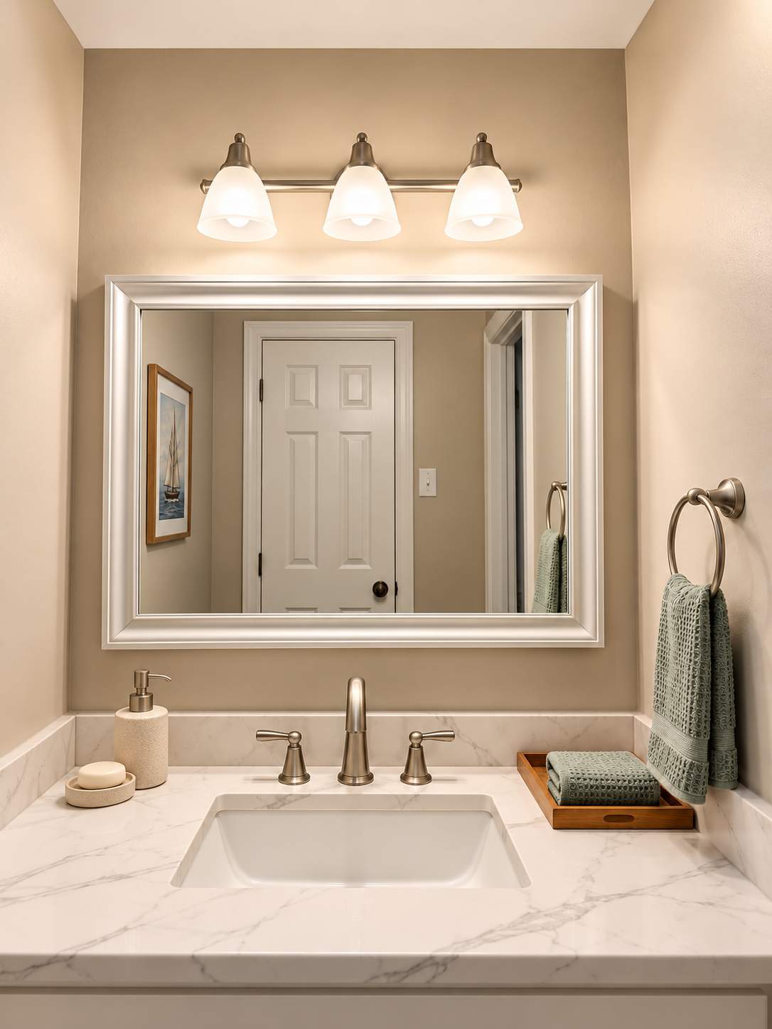 Modern Marble-Look Tub & Shower Bathroom Remodel by Remodel Now