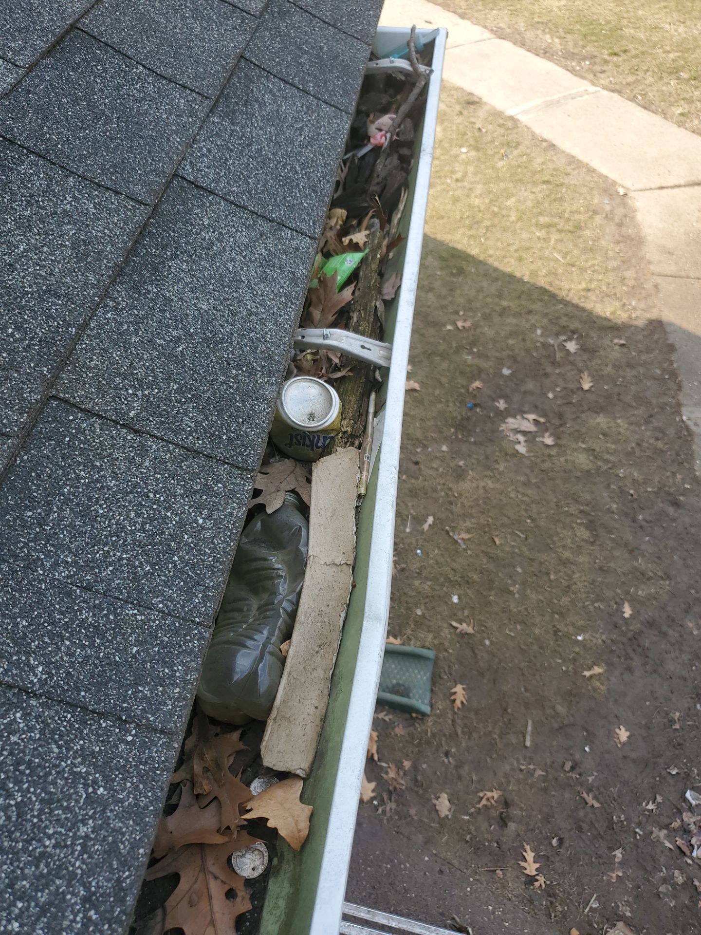 Commercial gutter cleaning Illinois before photo with filled gutters