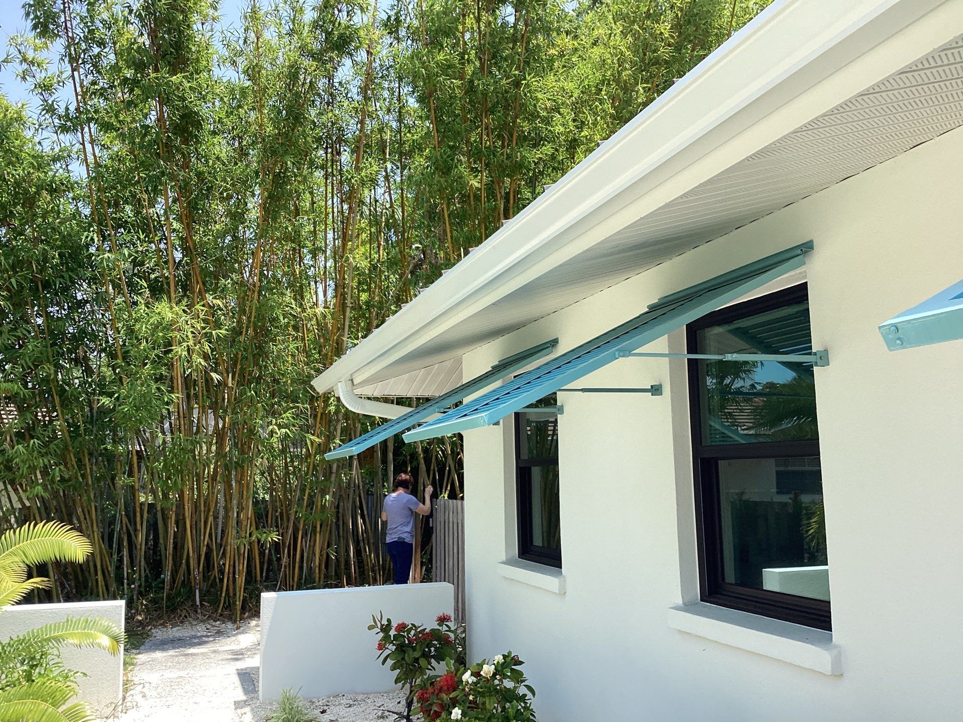 White Seamless Gutters and Downspouts in Sarasota FL by Gutter Professors