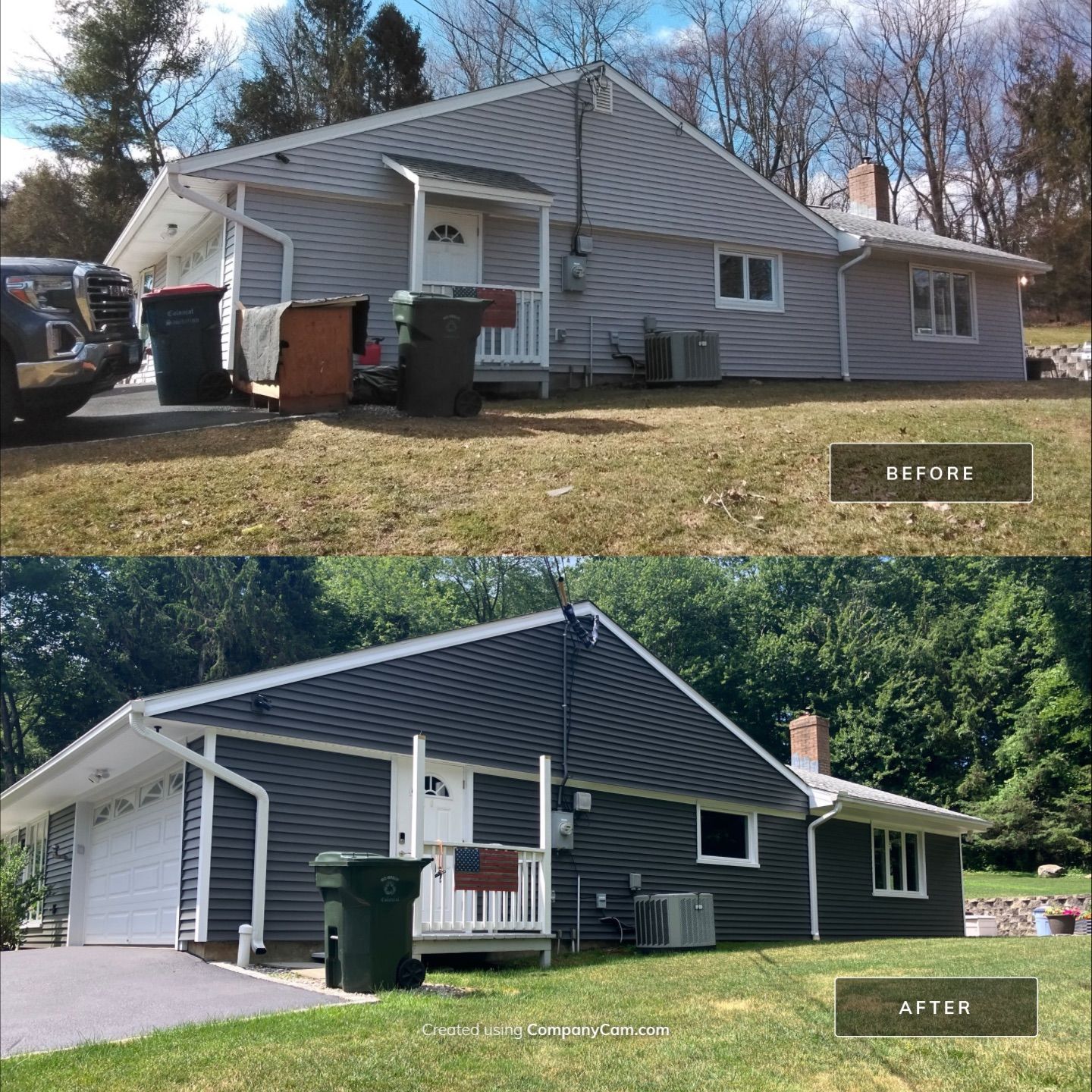 Siding Renovation with Cert Monogram D/4 x 12'6" Clapboard, Smoky Gray by DiGiorgi Roofing and Siding Inc
