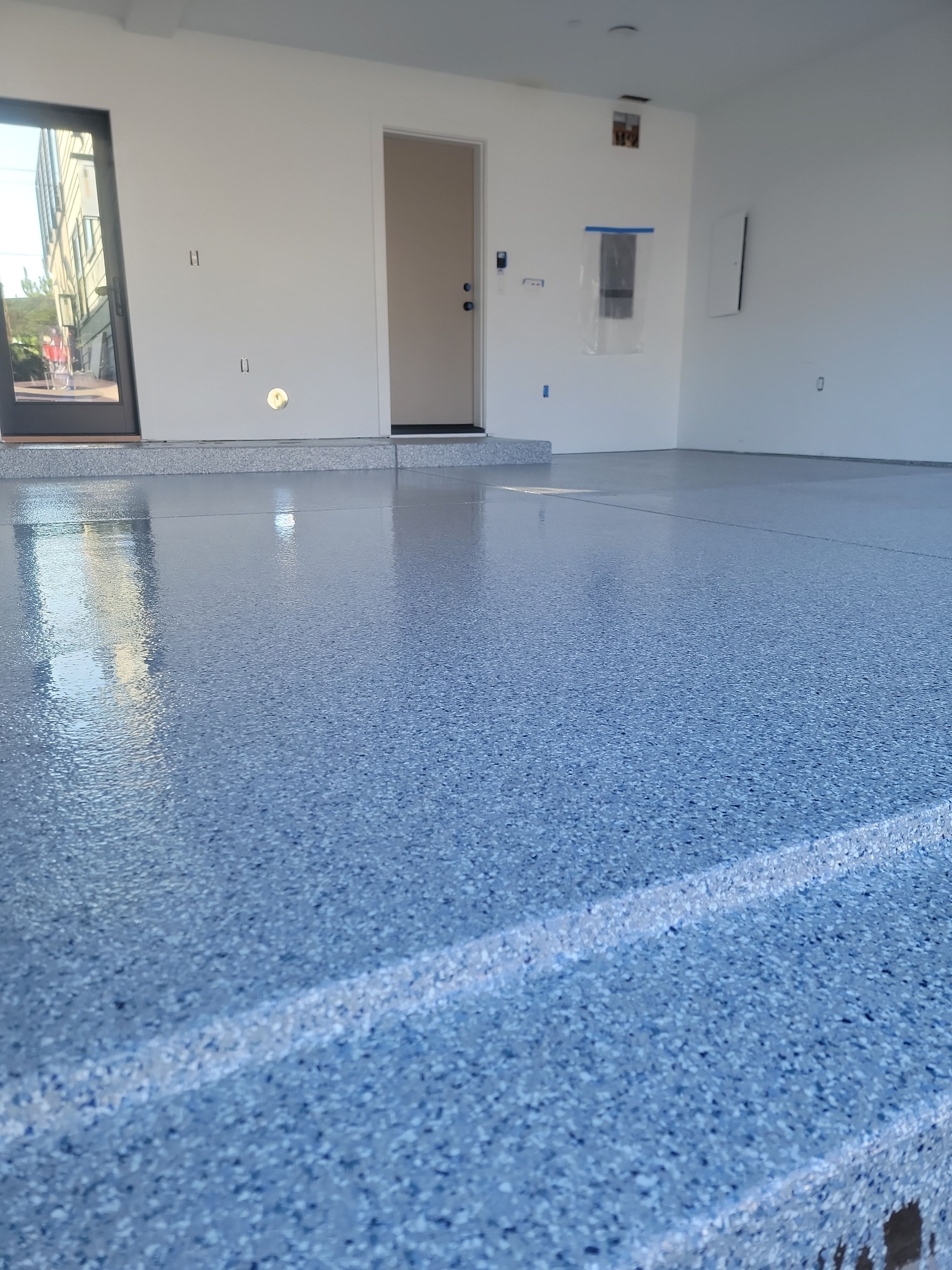Stonewash Garage Floor Coating and Quartz Concrete Driveway in Morro Bay by MGP Coatings