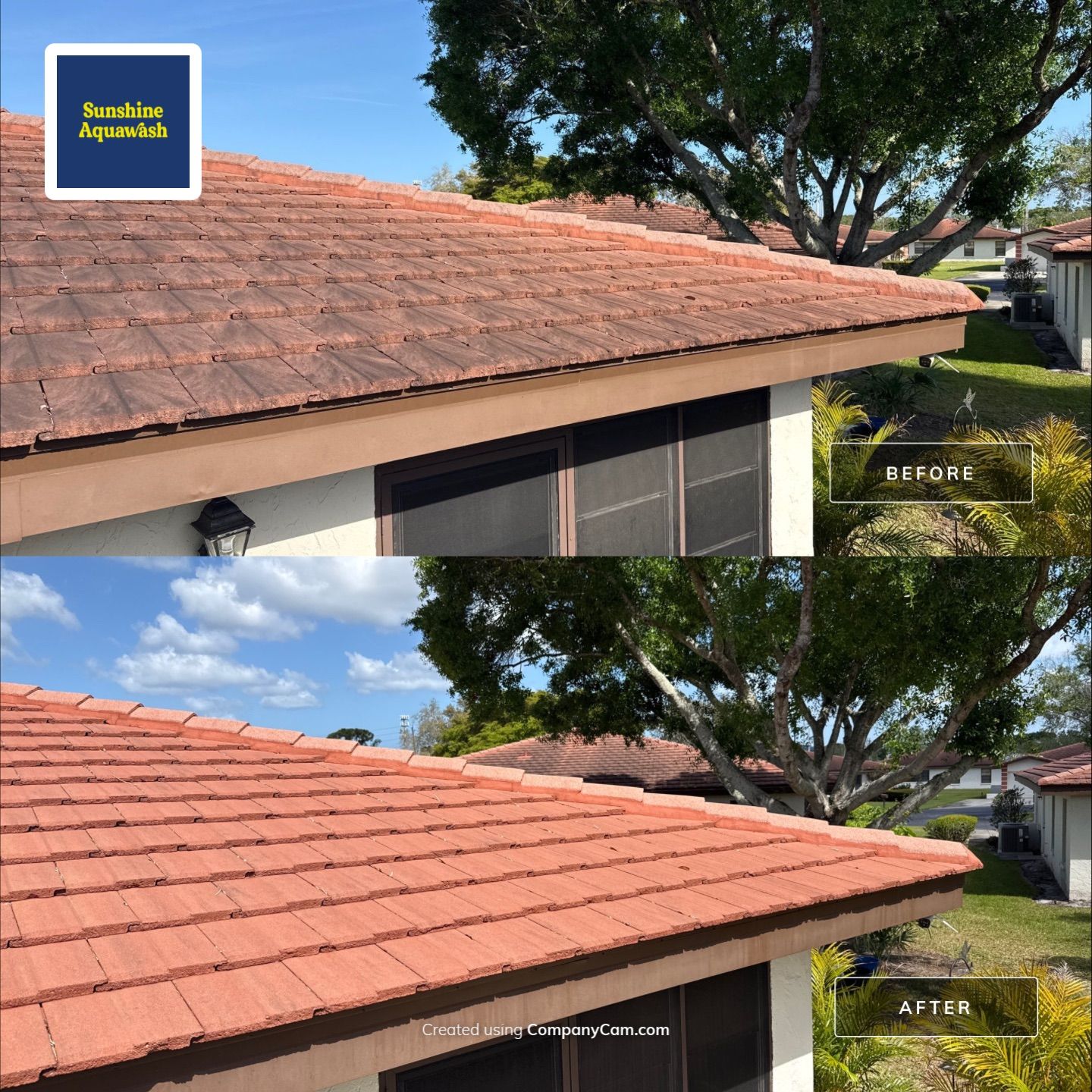 Tile Roof Cleaning in Vivienda at Bradenton, FL | No Roof Walking Method by Sunshine AquaWash