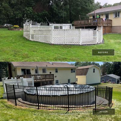 New Aluminum pool fence with matching gate and pool latch