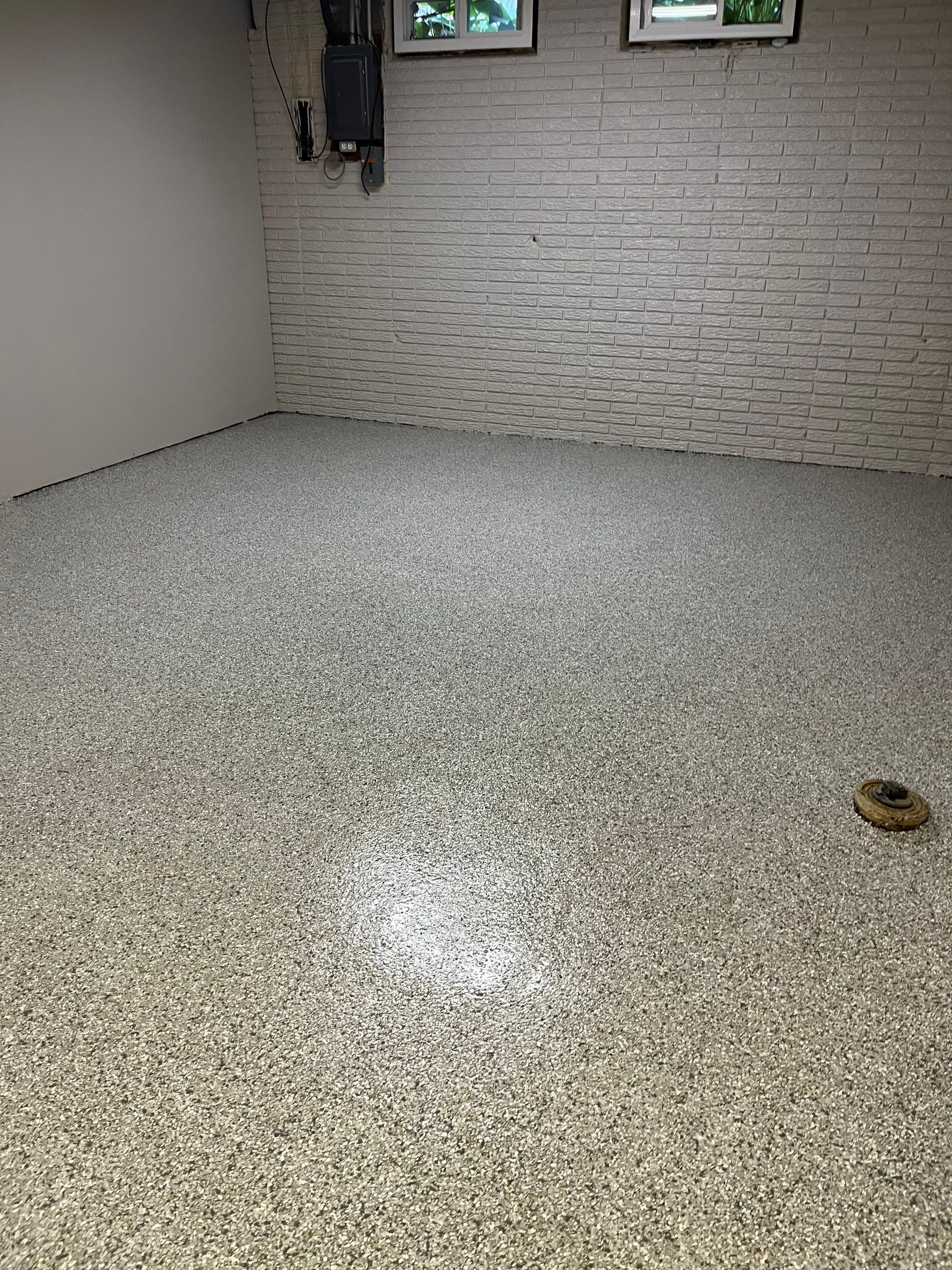 Basement Concrete Coating using Mount Everest Flakes by Revival Concrete Coatings