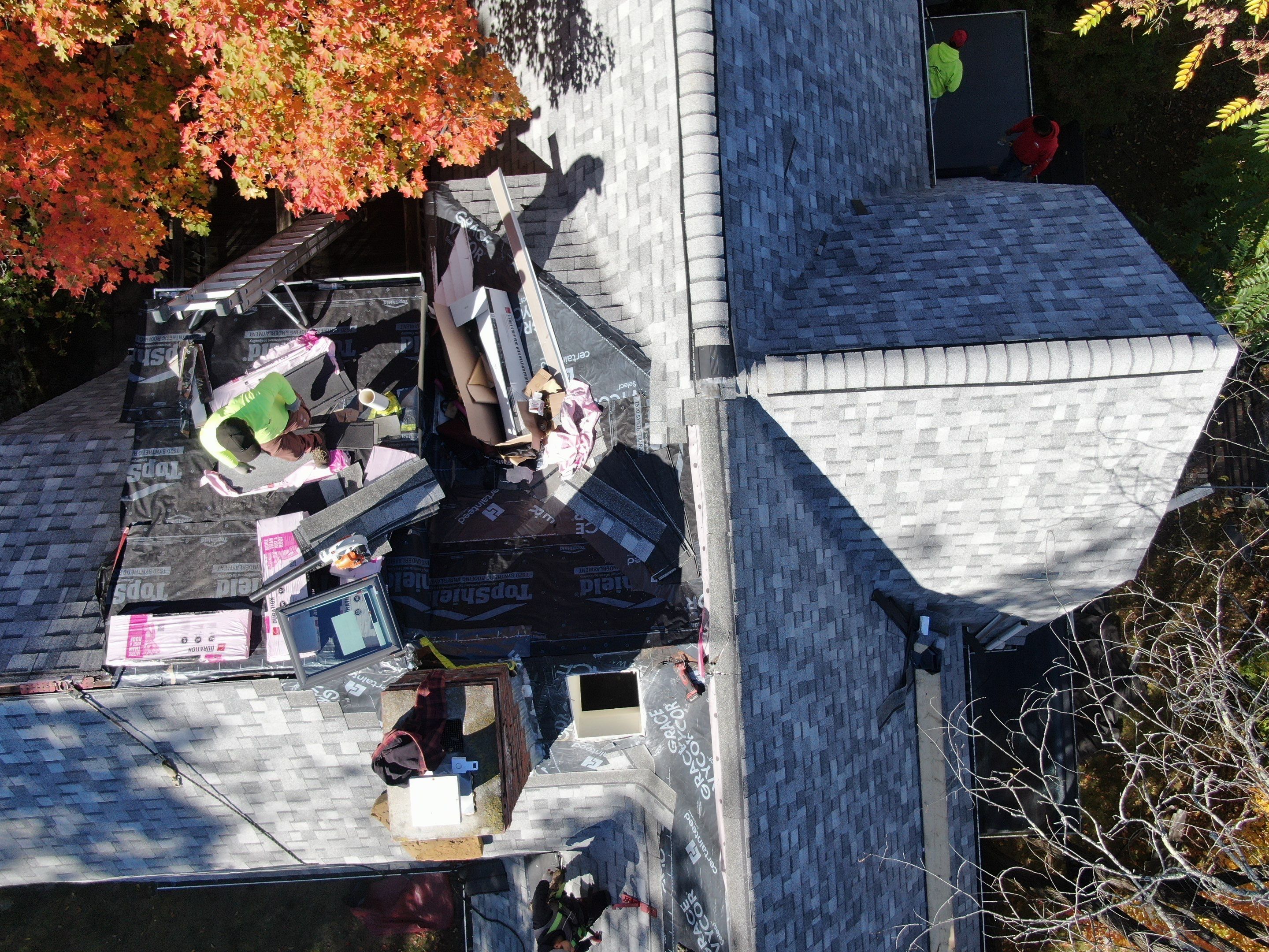 Full Roof & Porch EPDM Replacement with Skylight and Chimney Repairs by Mighty Dog Roofing of Greater Middlesex County