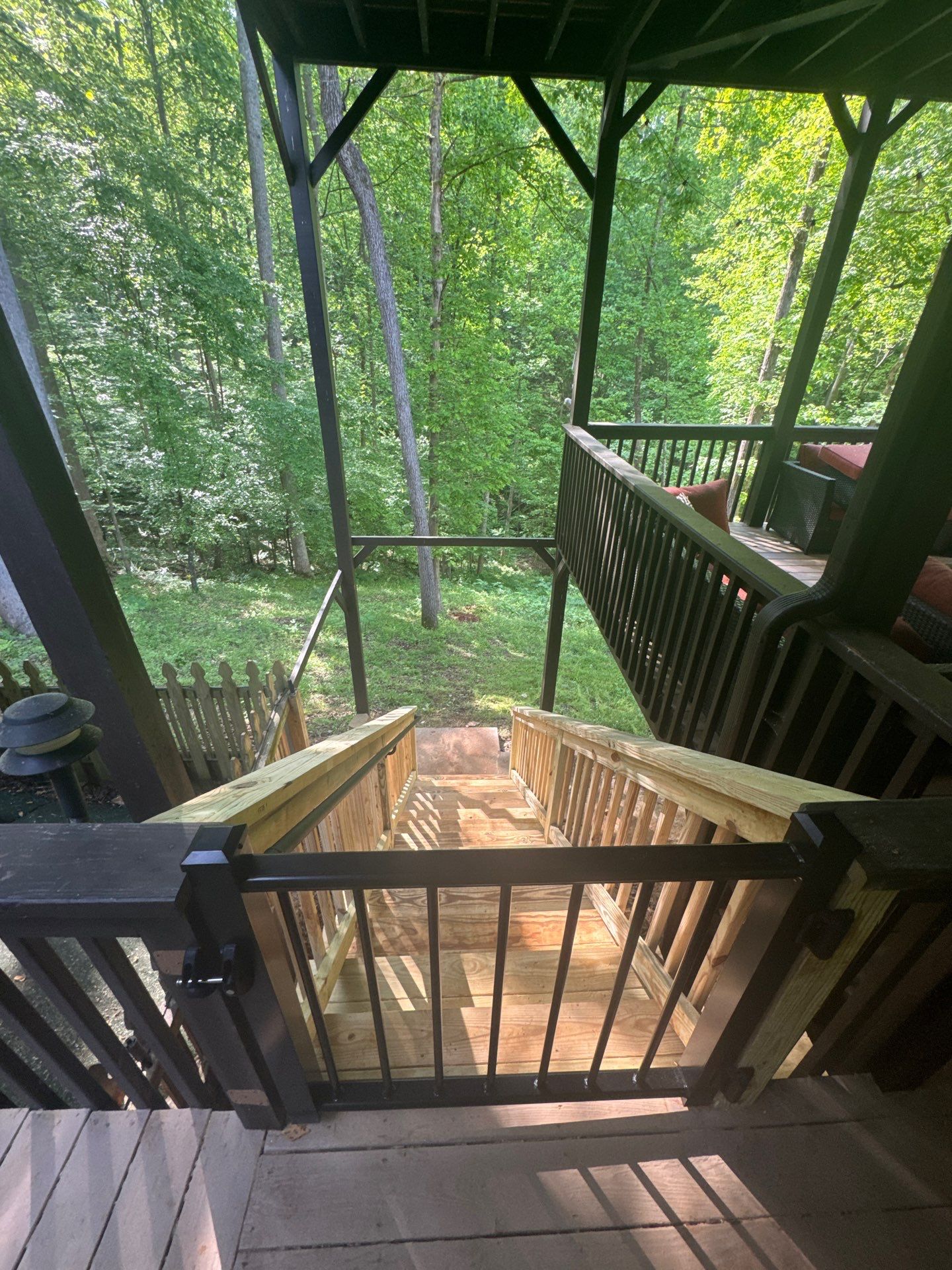 Pressure-Treated Deck Staircase Replacement and Railing Installation in Canton by Swift Home Renovations 