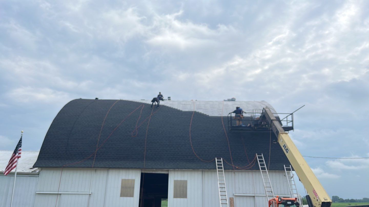 Barn Roofing Installation using GAF Timberline HDZ Charcoal by Nitro Roofing and Construction