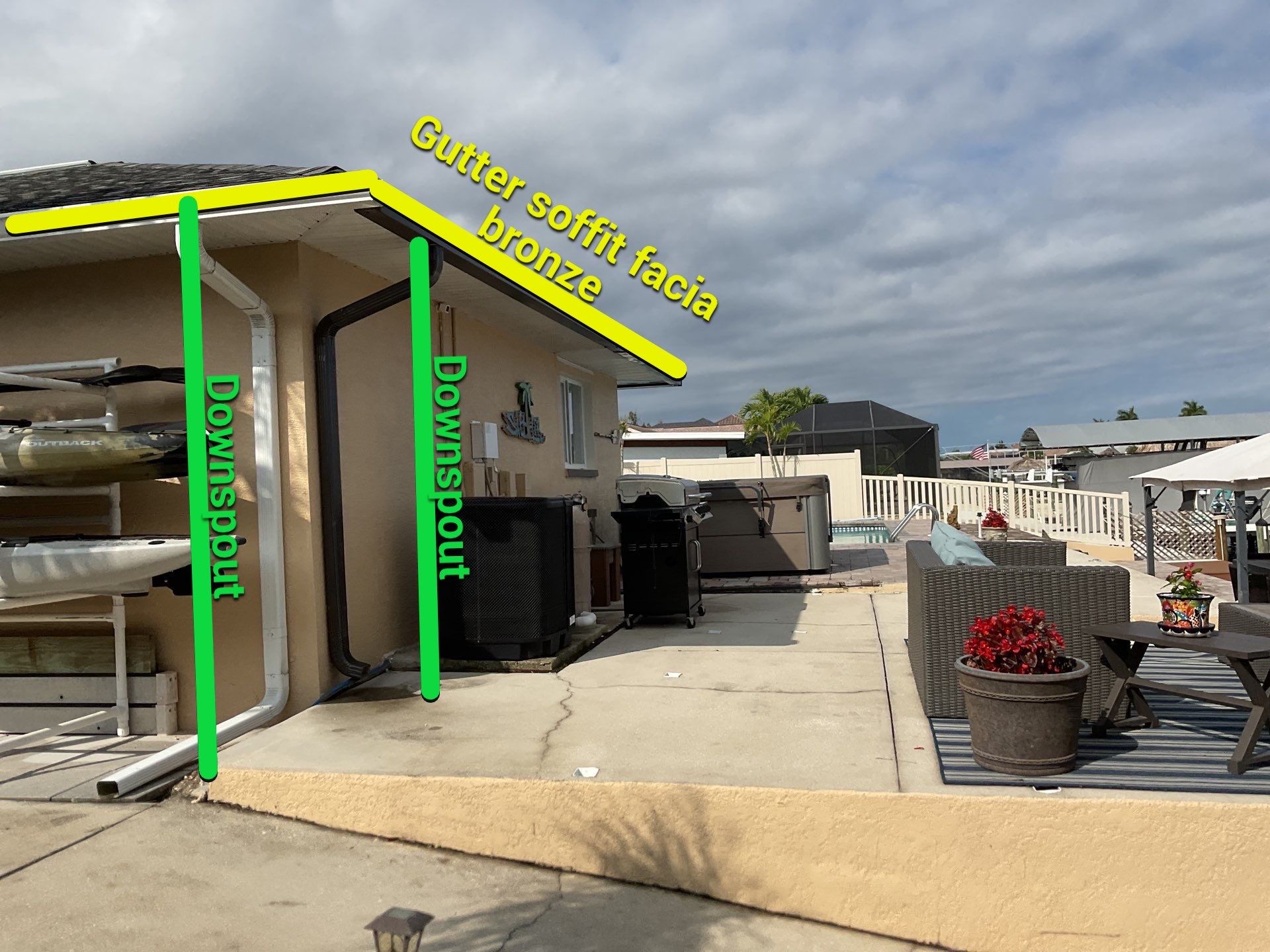 Musket Brown Gutter Installation and Soffit Fascia in Cape Coral FL by Gutter Professors