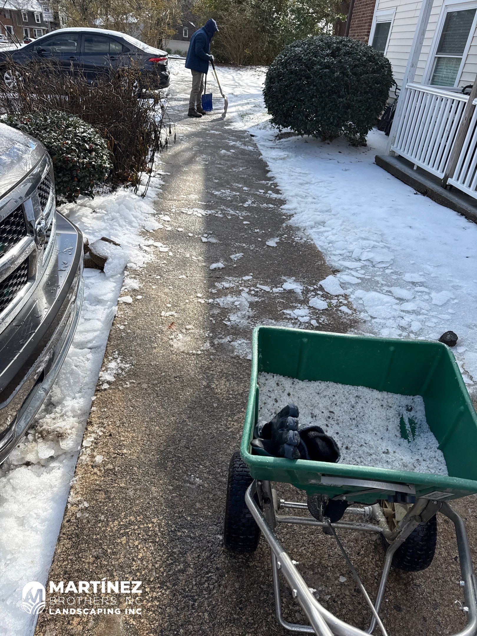 Snow removal from streets in Cary by Martinez Brother’s Nc Landscaping Inc