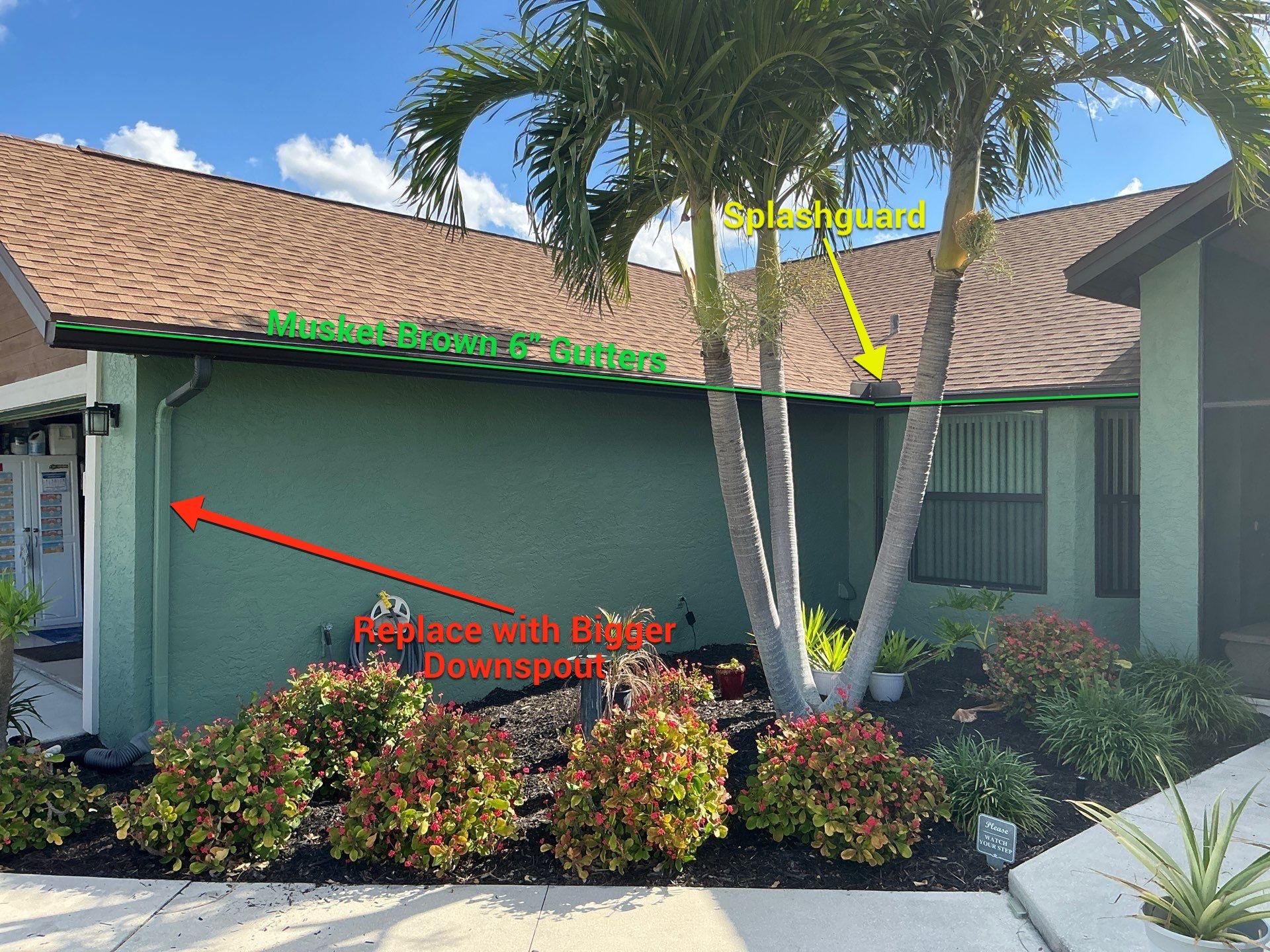 Musket Brown Seamless Gutter Installation Before Rainy Season in Cape Coral FL by Gutter Professors