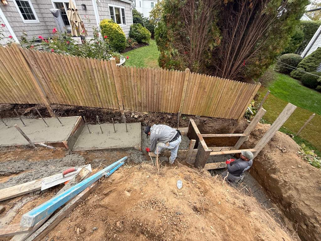 Concrete Retaining Wall Construction in Port Washington by Medina Design & Development Group