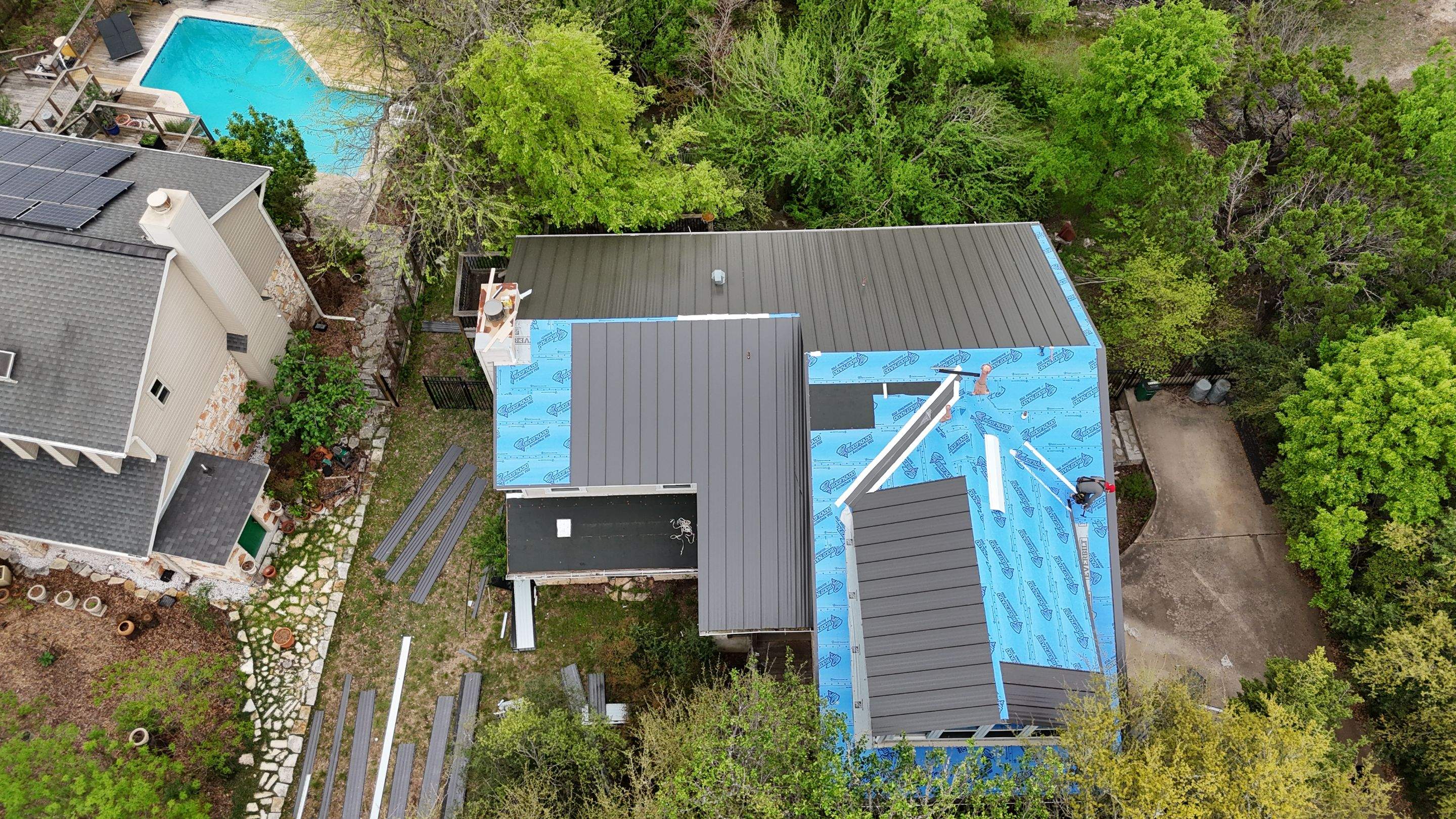 Dark Bronze - L&A Standing Seam with Striations by RoofsOnly.com