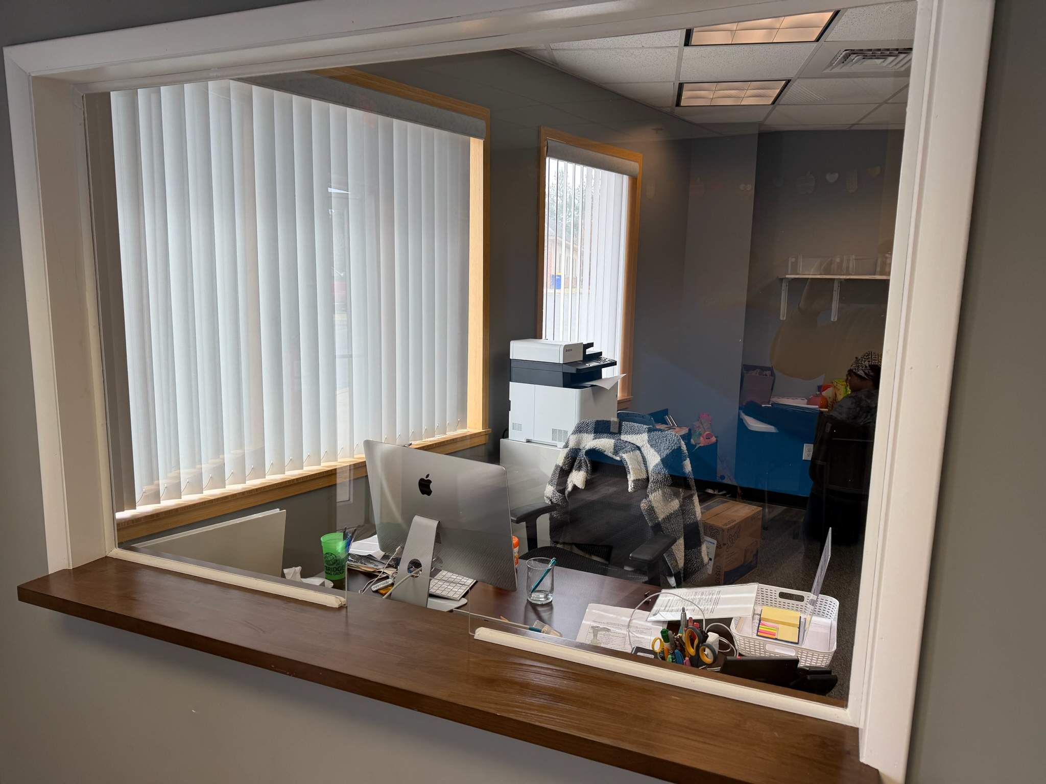 Commercial Plexiglass Partition Installation – School Front Lobby by Laser Focused Solutions LLC