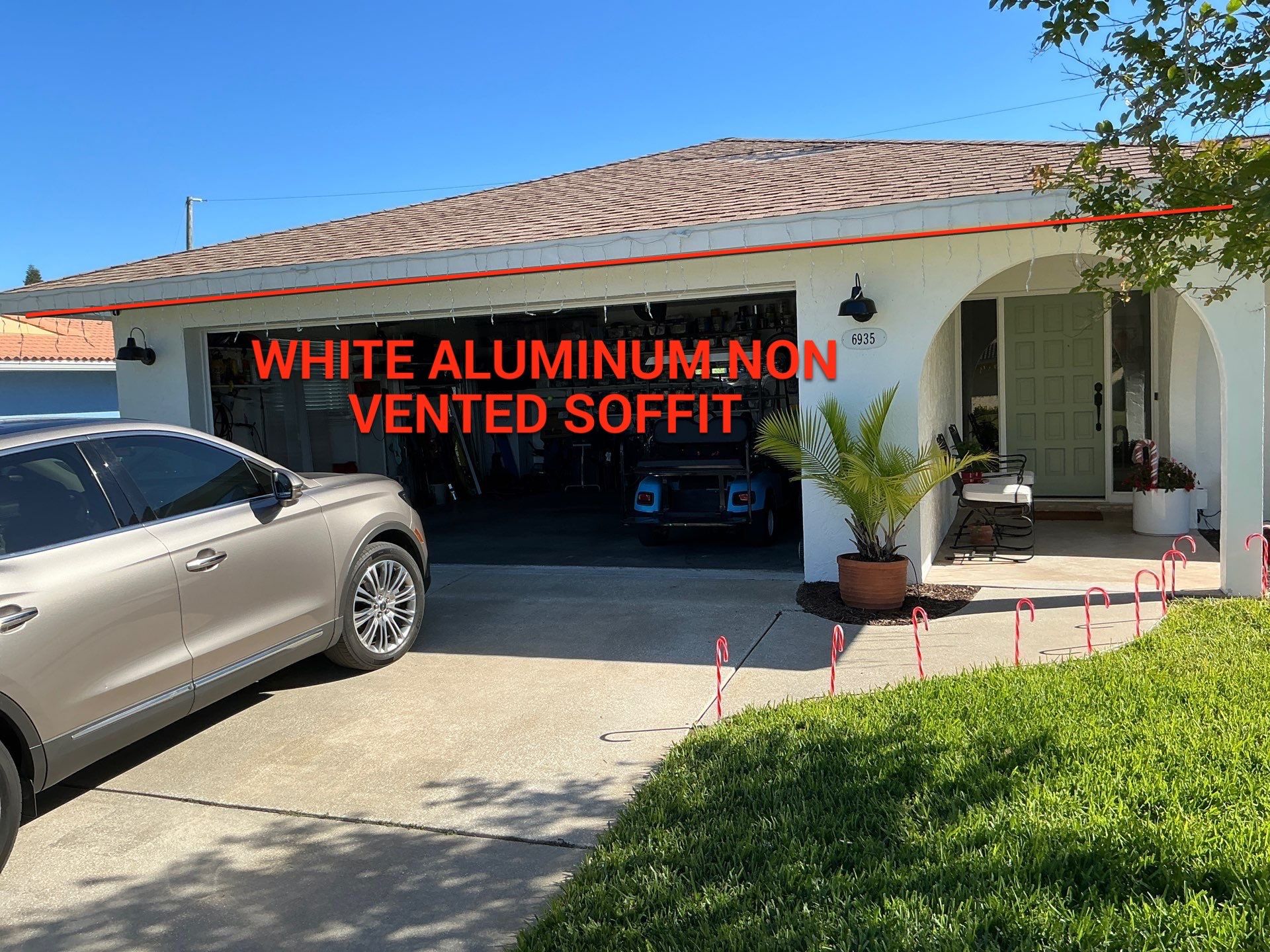 Aluminum White Soffit Installation in Sarasota FL by Gutter Professors