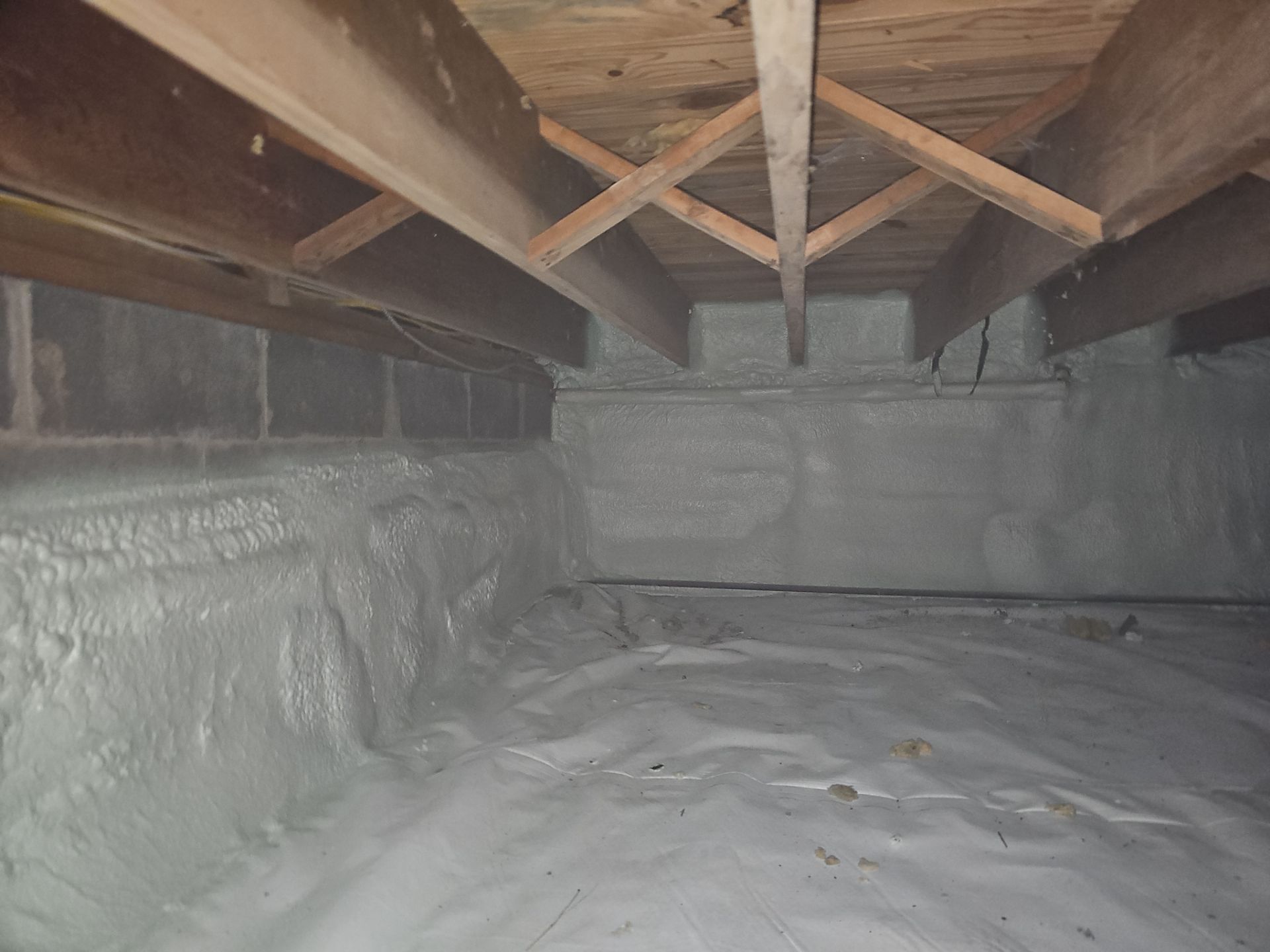 Basement Exterior Walls using Crawl Space Liner by NYS Foam & Energy