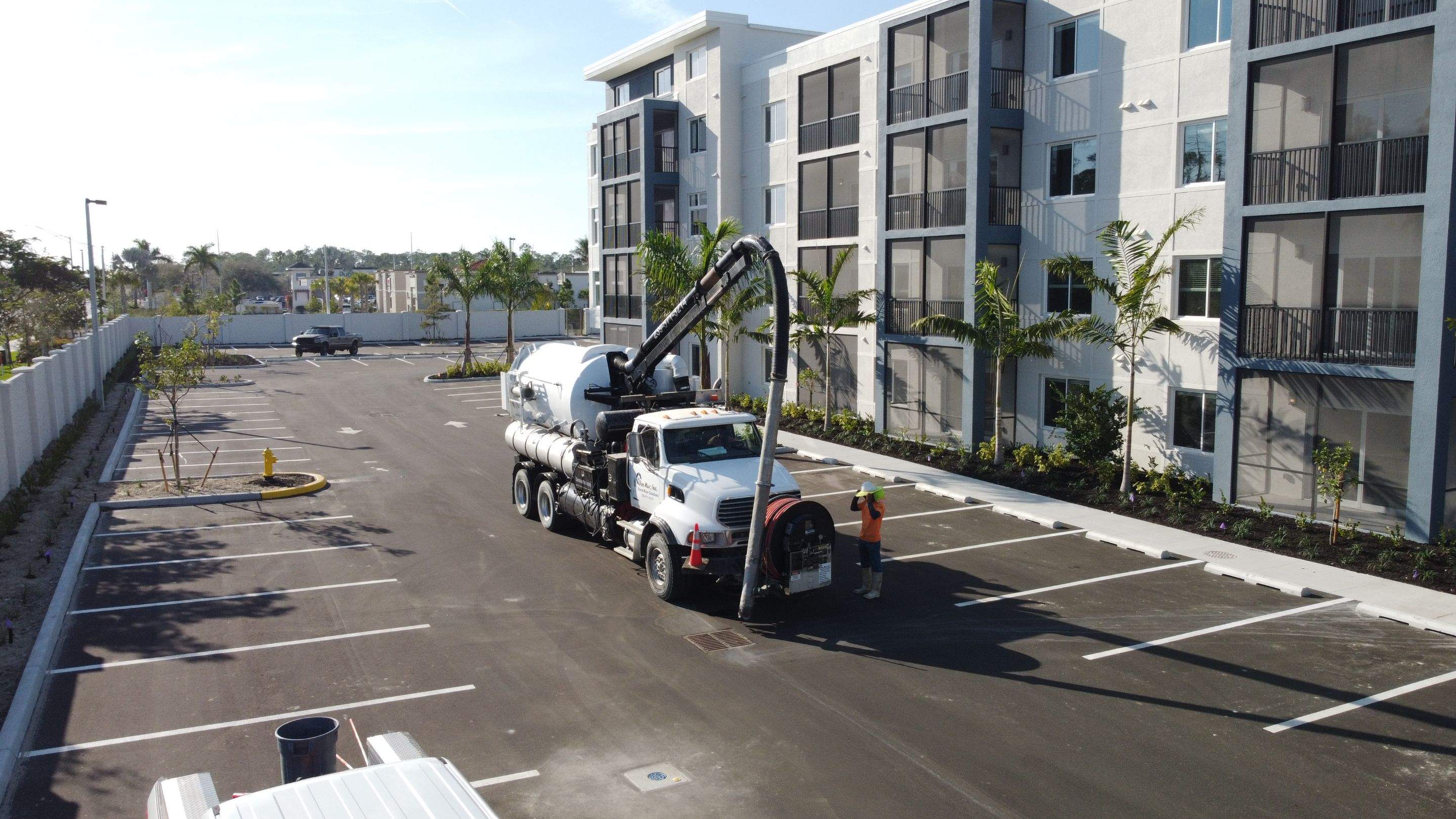 New Construction Apartment Complex Stormwater System and Sewer System Cleaning by Don Mar, Inc. Storm Water Solutions