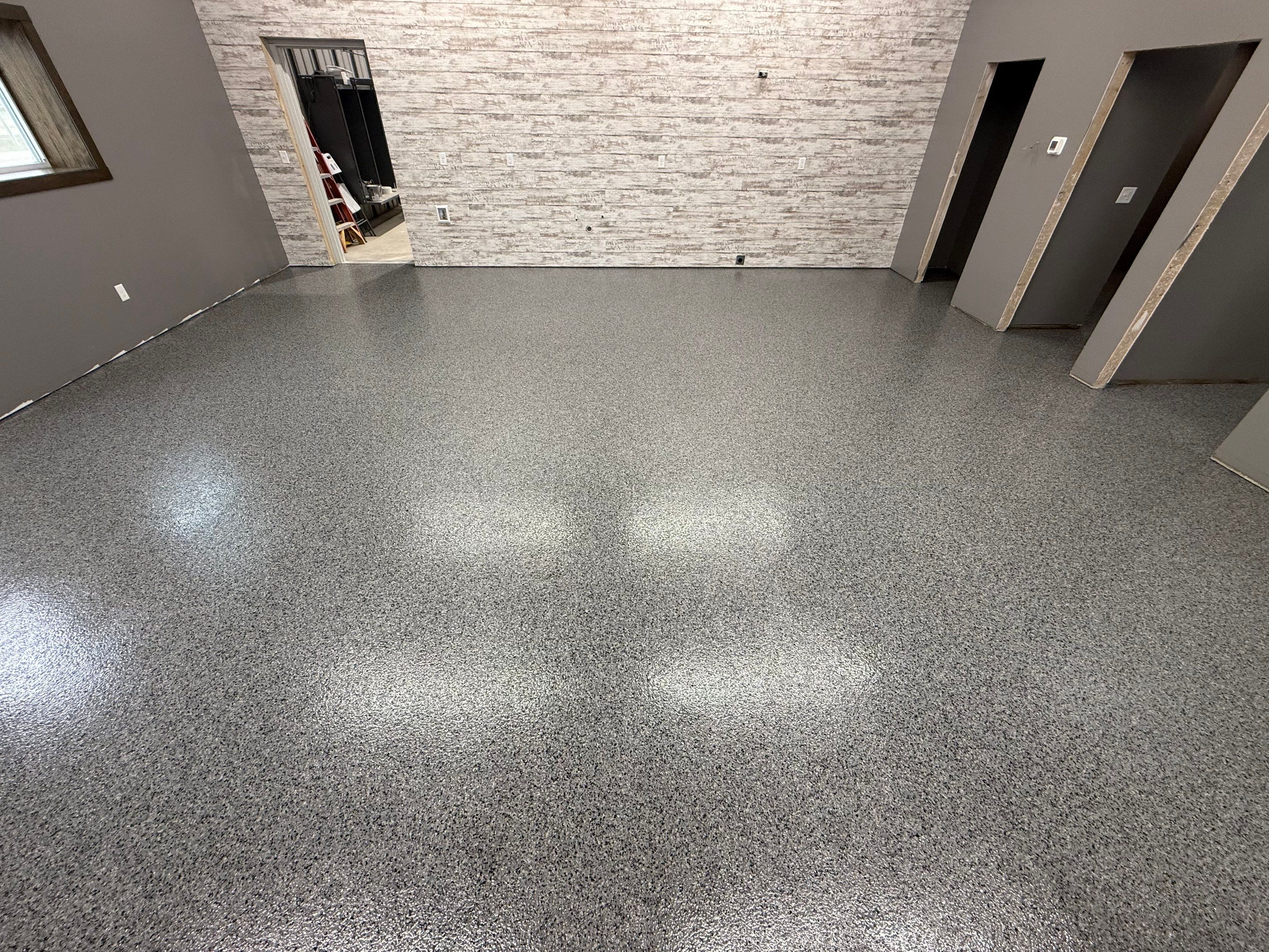 Nightfall Flake Floor Coating Installation in Draper by Select Painting, Coatings & Garage Cabinets