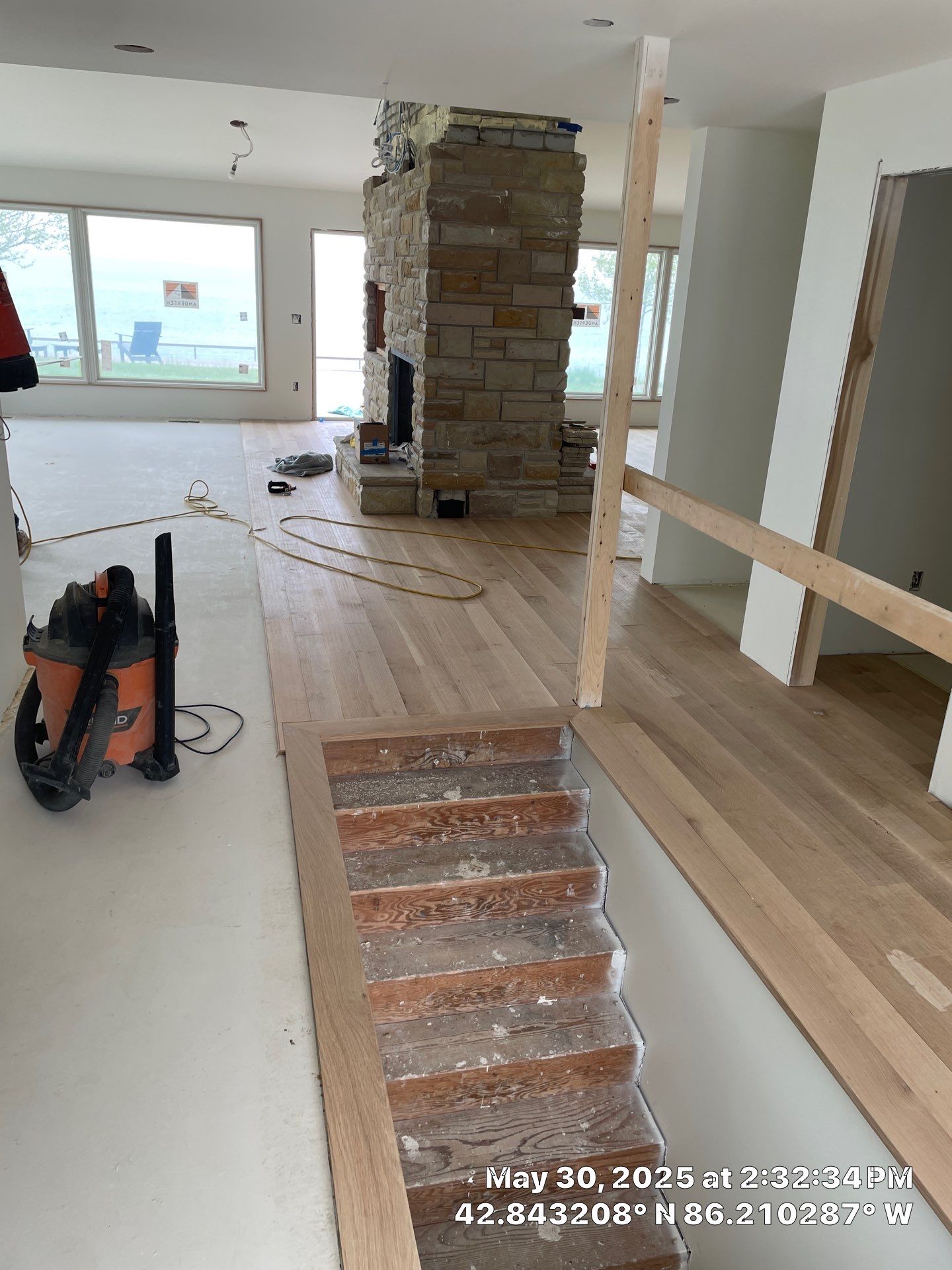 This project has it all!!!! Custom Flooring, Leveling Service, Custom Stair parts and pieces, risers, blue pad cover - all inclusive service from RTB! by RTBaldwin Hardwood Floors