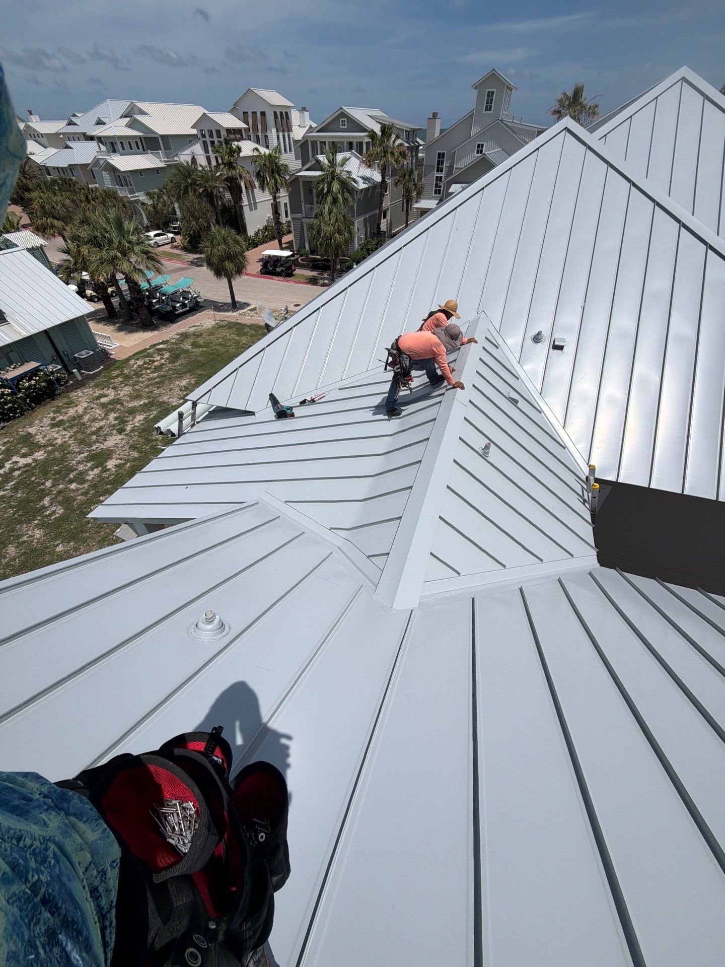 Residential Roof Replacement using 24 GA Double-Lock - Match Dove Grey by Action Exteriors Austin