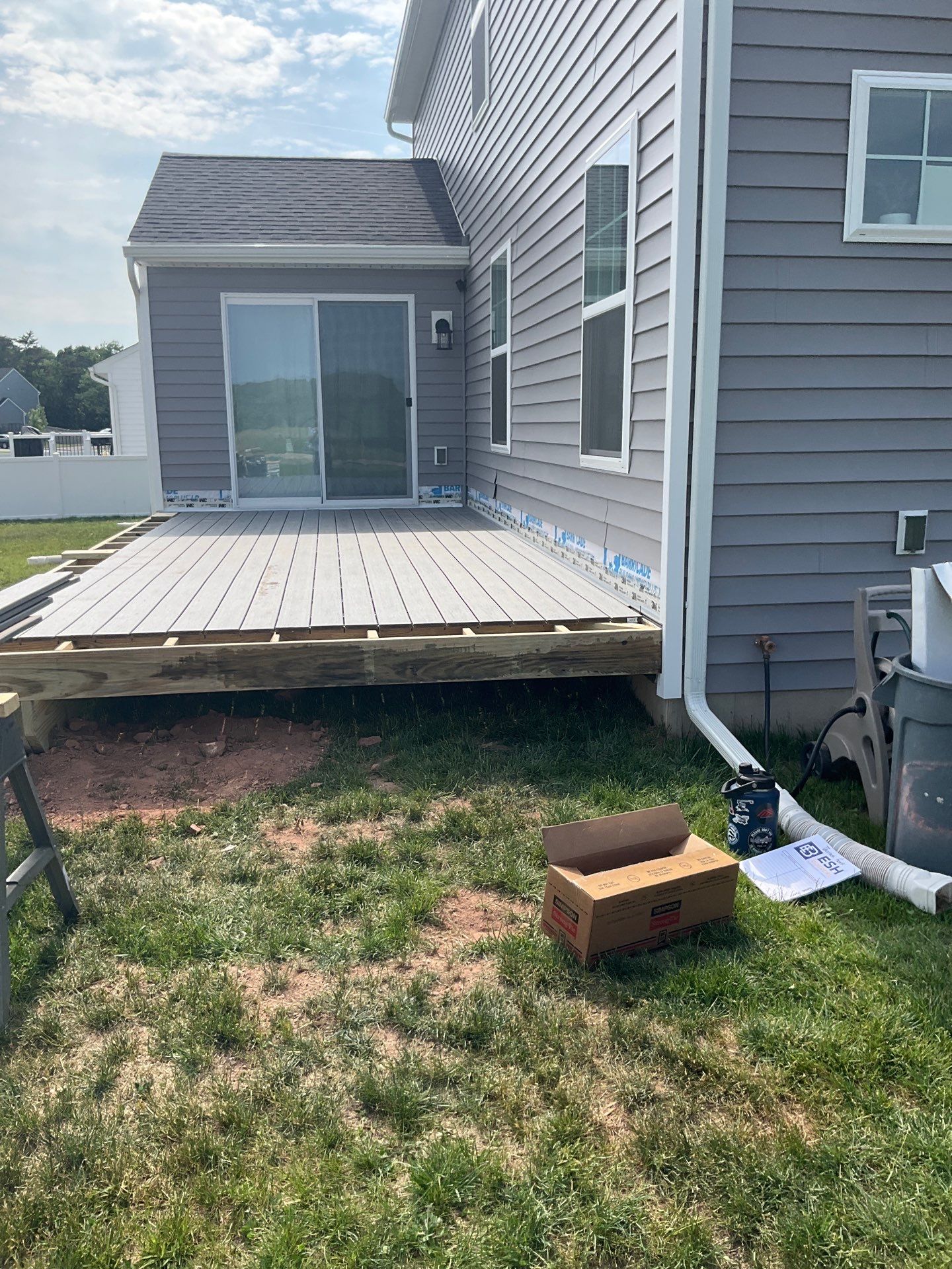 Custom Gray Composite Deck Installation in Duncannon by Esh Builders