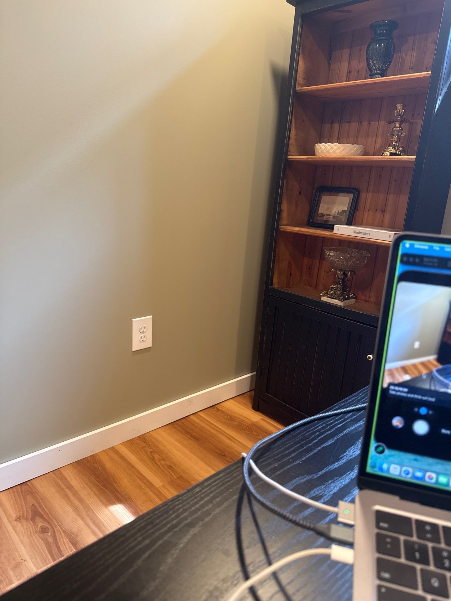 Lincoln Home Office Renovation With Sage Green Walls and Laminate Floors by CompanyCam Sales Demo